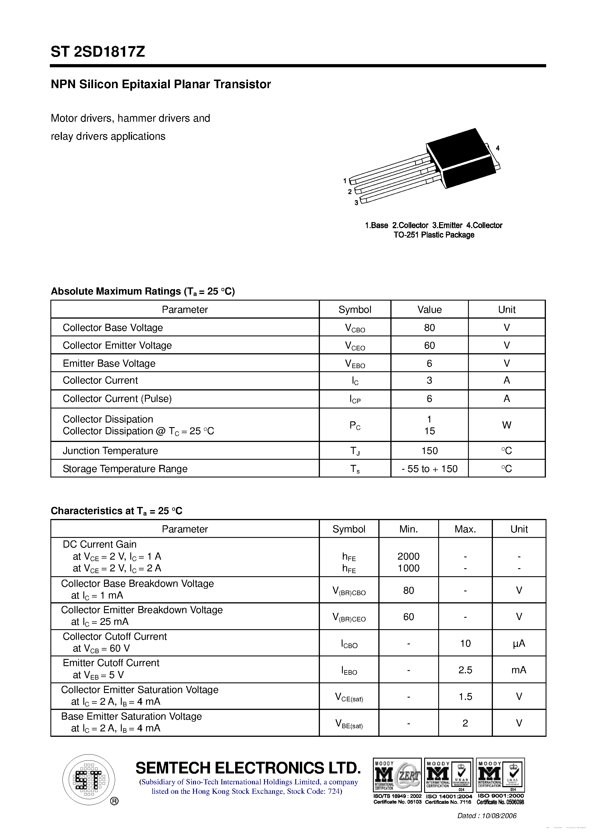 Datasheet ST2SD1817Z - page 1