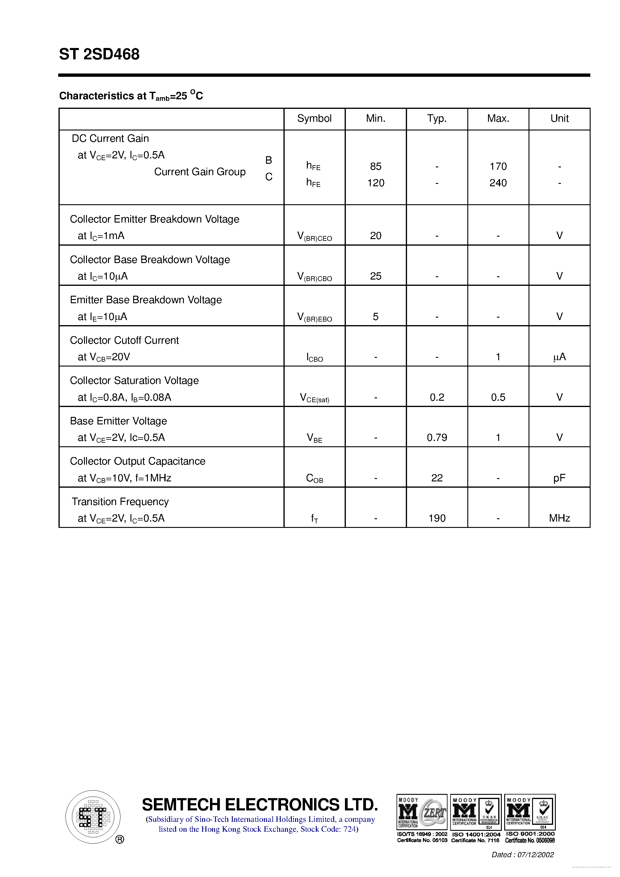 Datasheet ST2SD468 - page 2