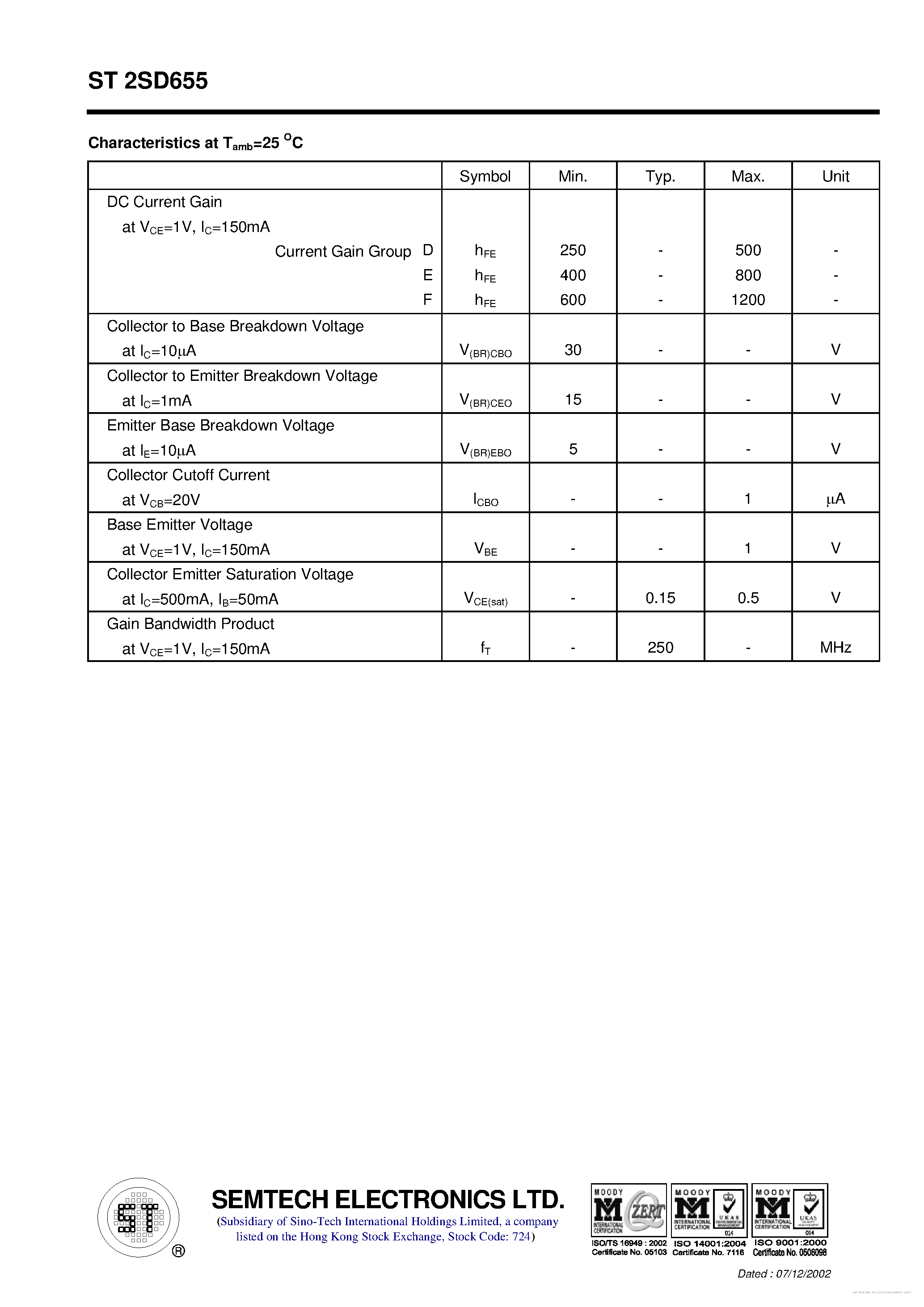 Datasheet ST2SD655 - page 2