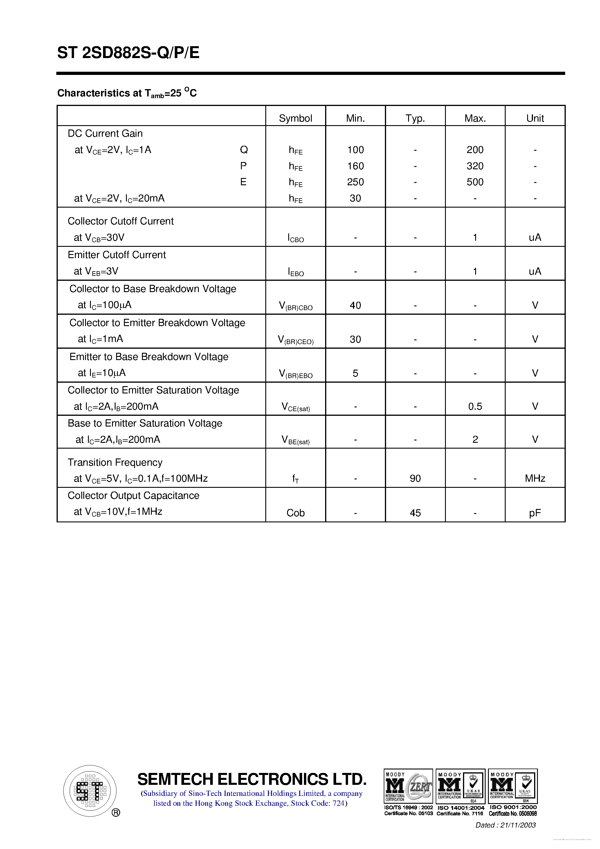 Datasheet ST2SD882S-E - page 2
