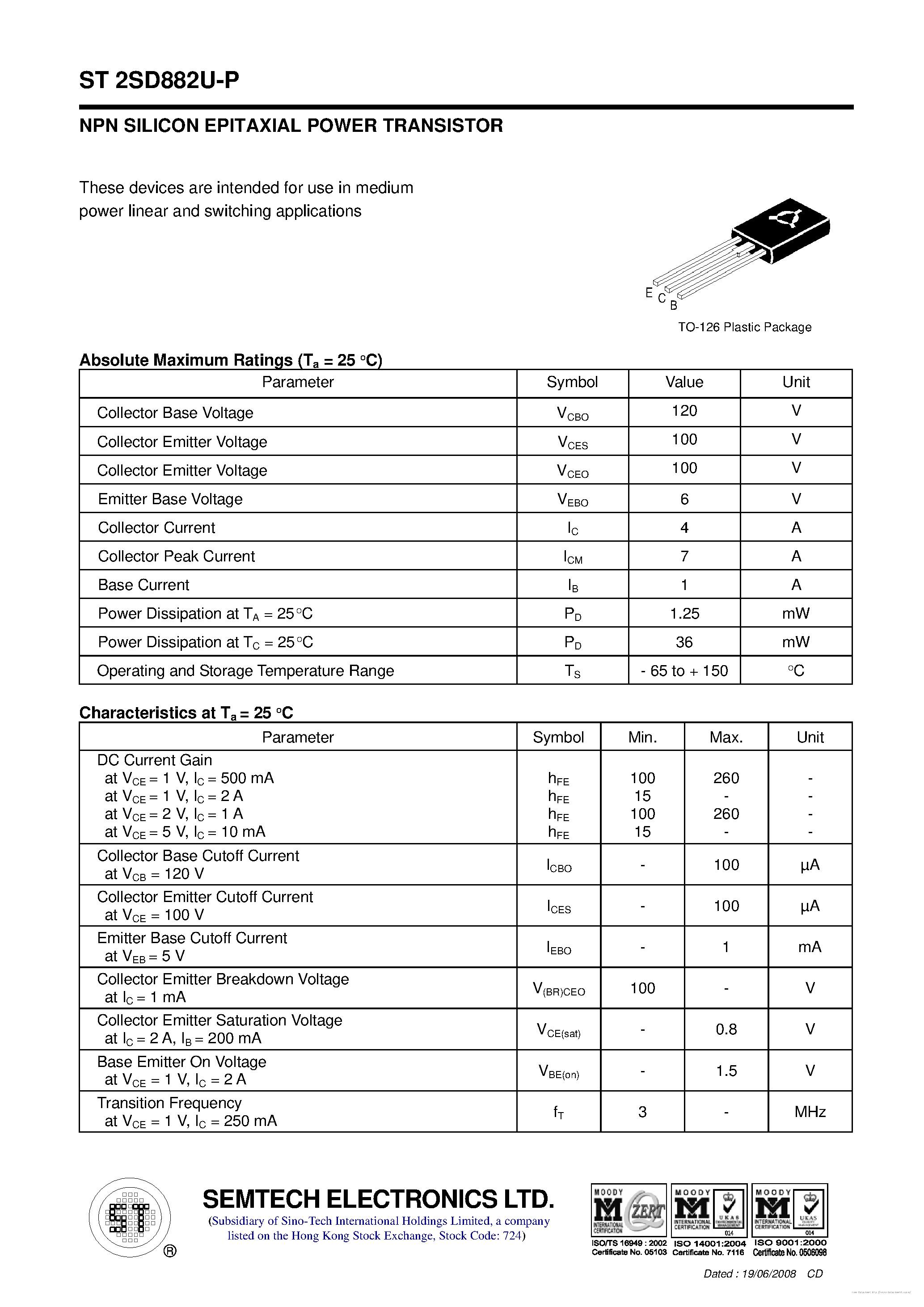 Datasheet ST2SD882U-P - page 1