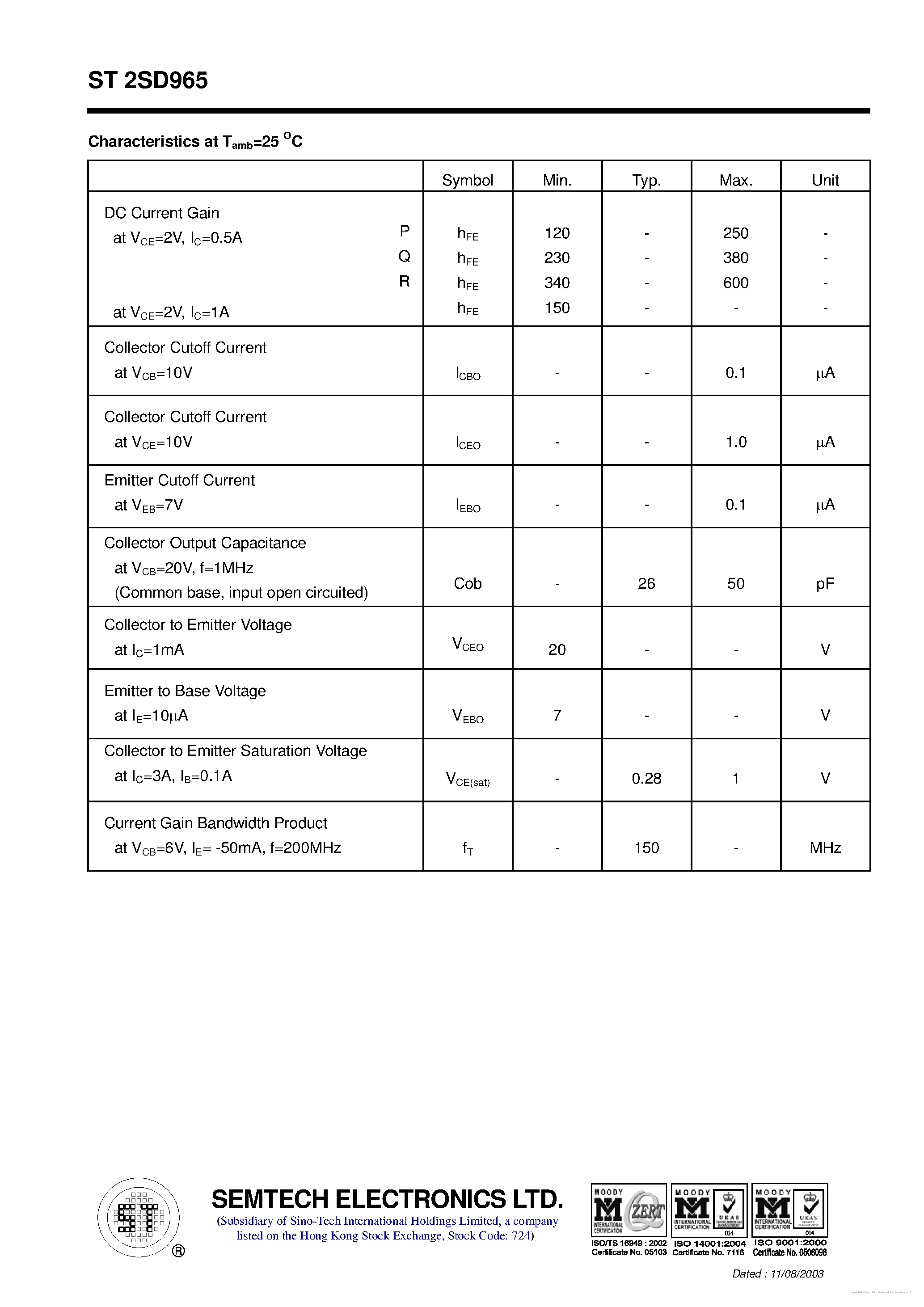 Datasheet ST2SD965 - page 2