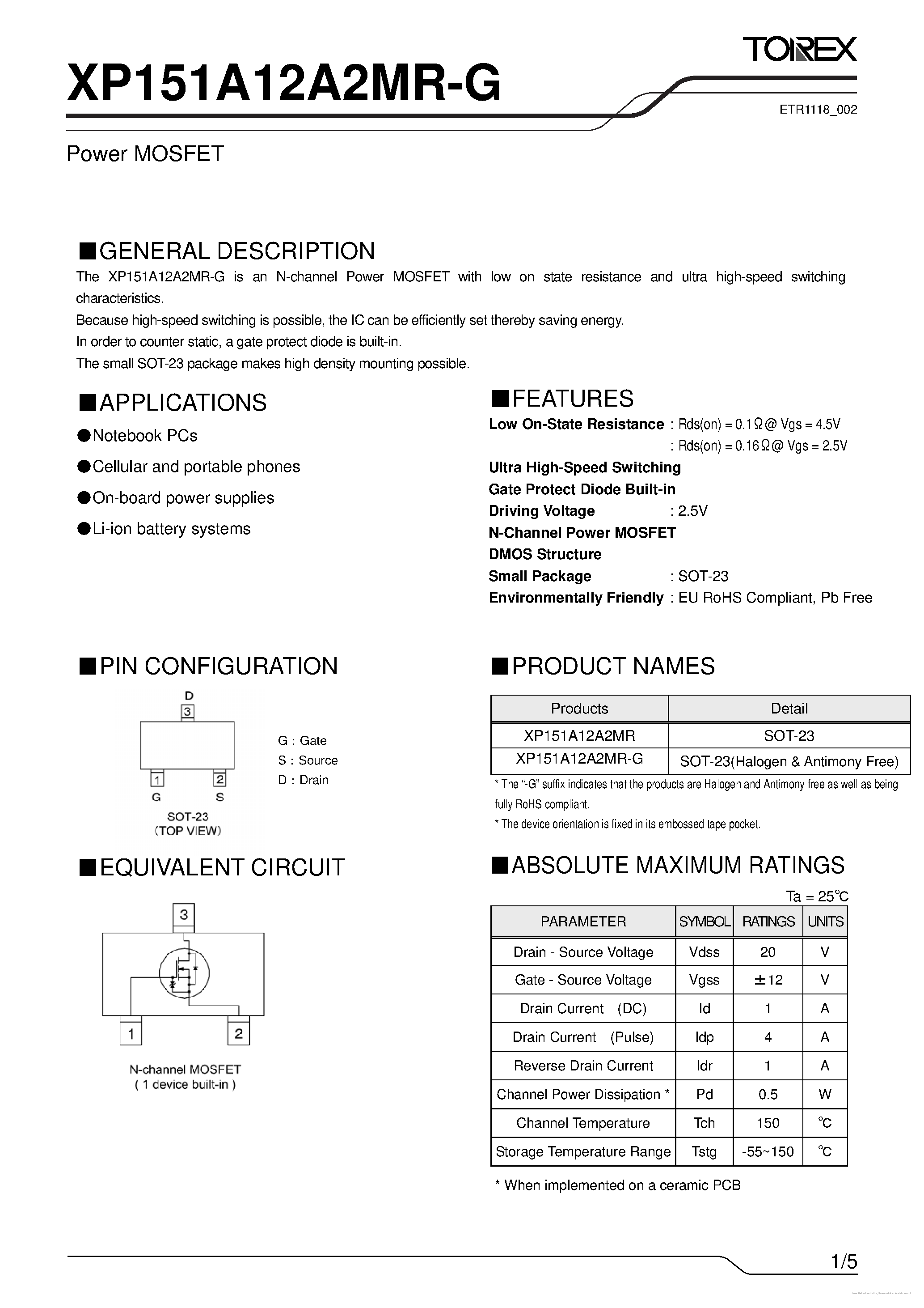 Даташит XP151A12A2MR-G - страница 1