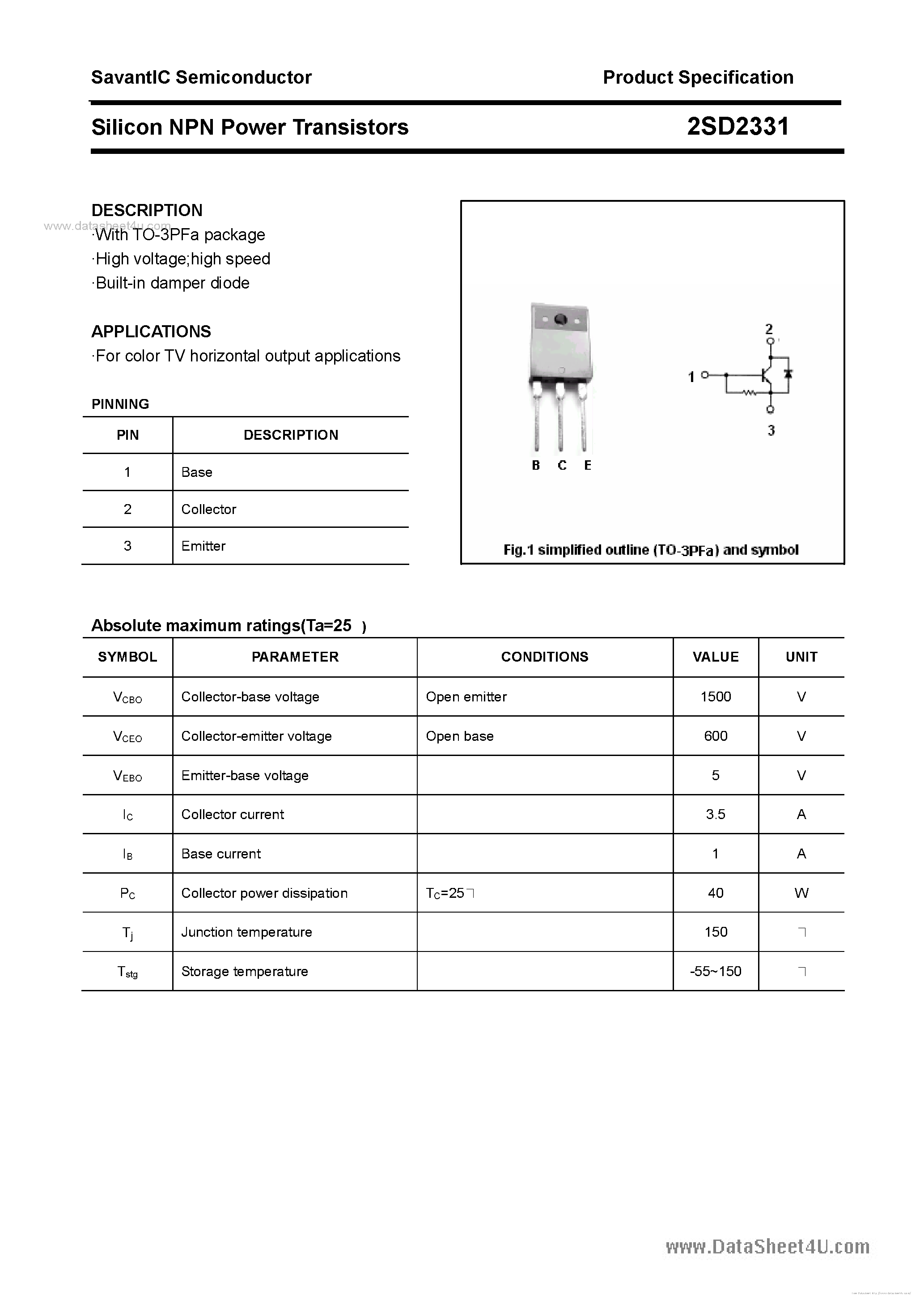Даташит D2331 - страница 1