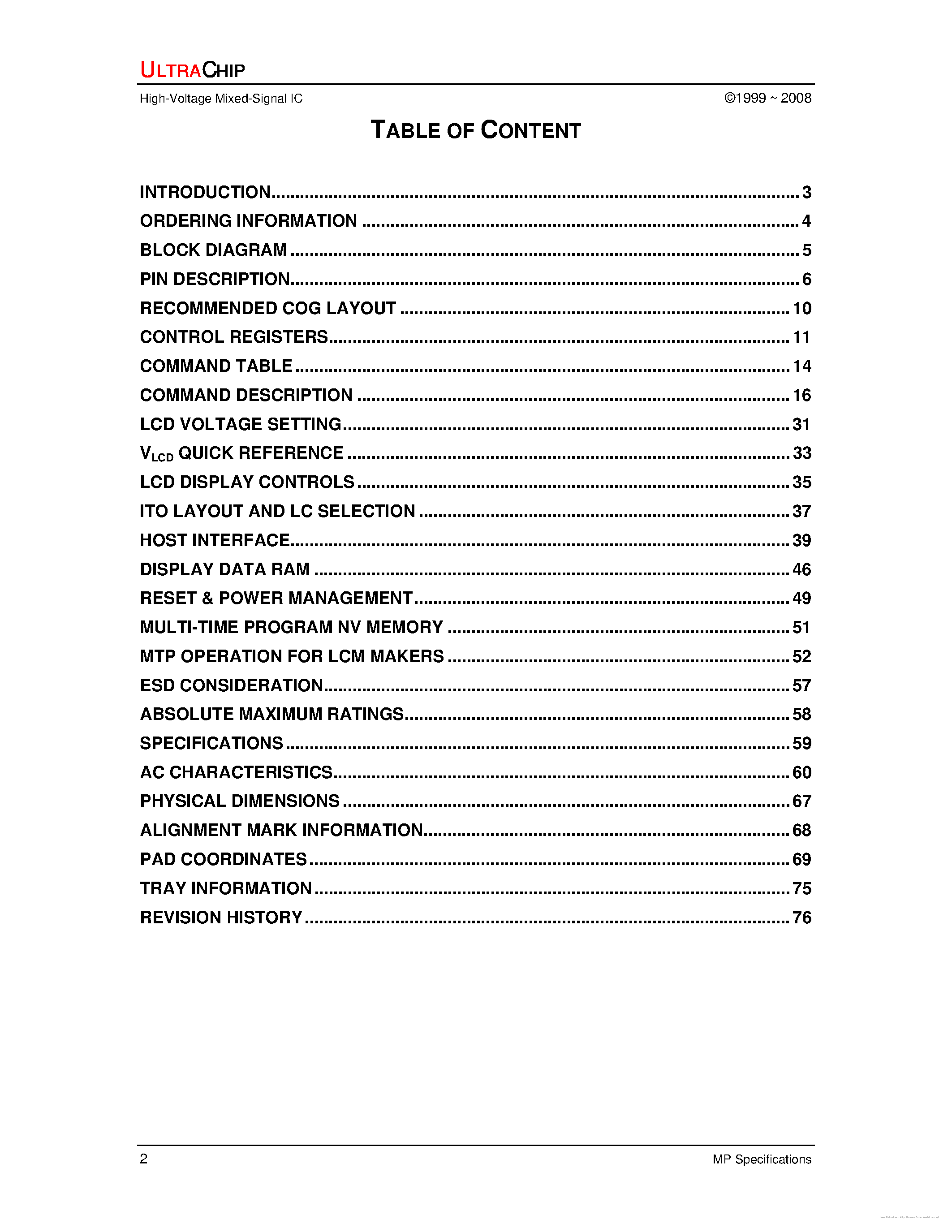 Даташит на микросхему UC1698U страница 2 Даташит UC1698U - страница 2