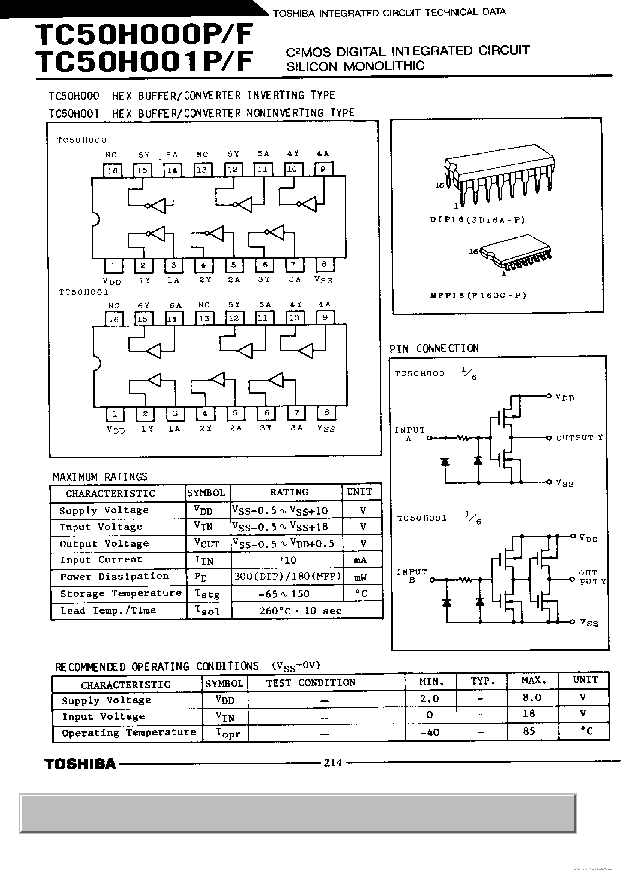 Datasheet TC50H000F page 1 Datasheet TC50H000F - page 1