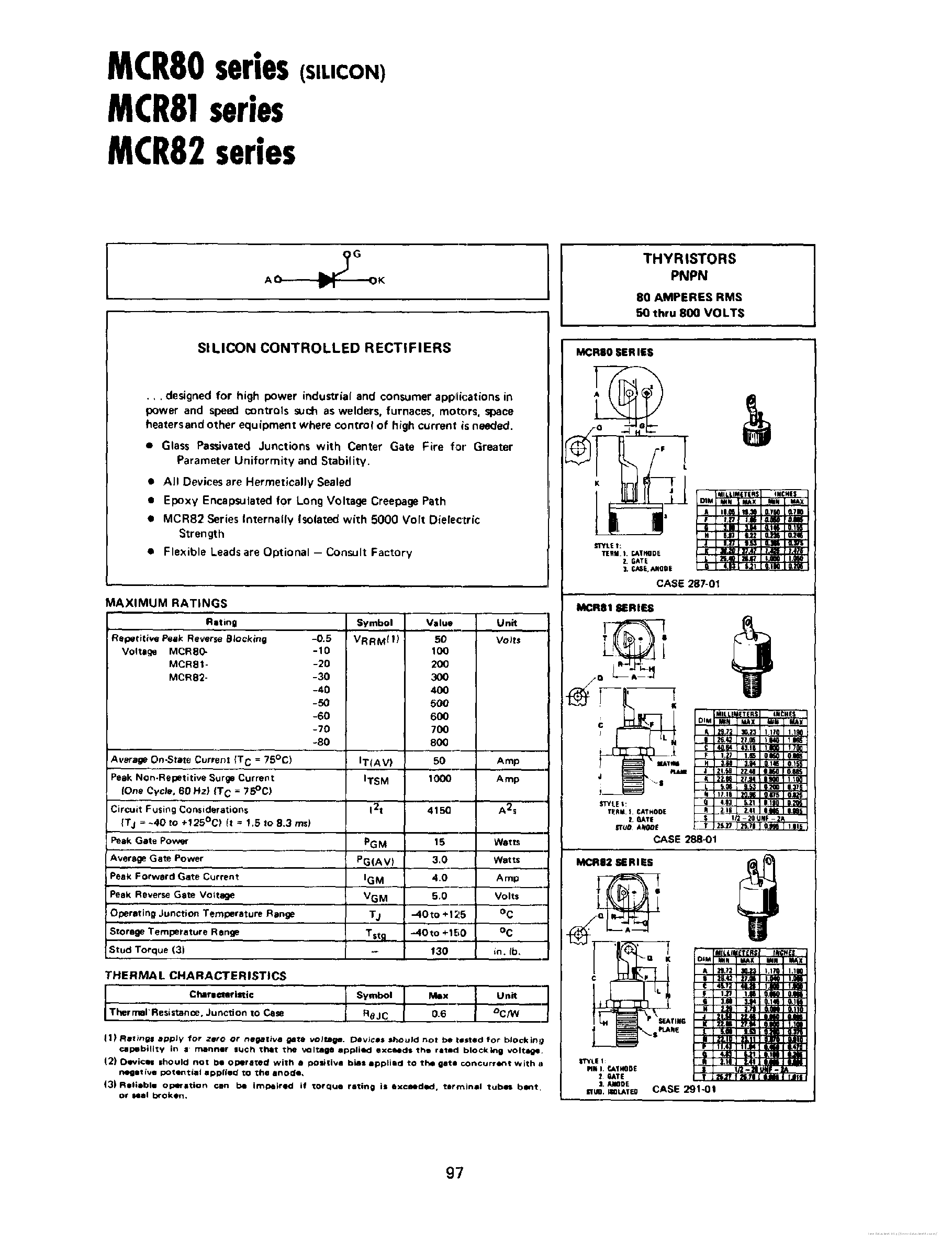 Datasheet MCR80 page 1 Datasheet MCR80 - page 1