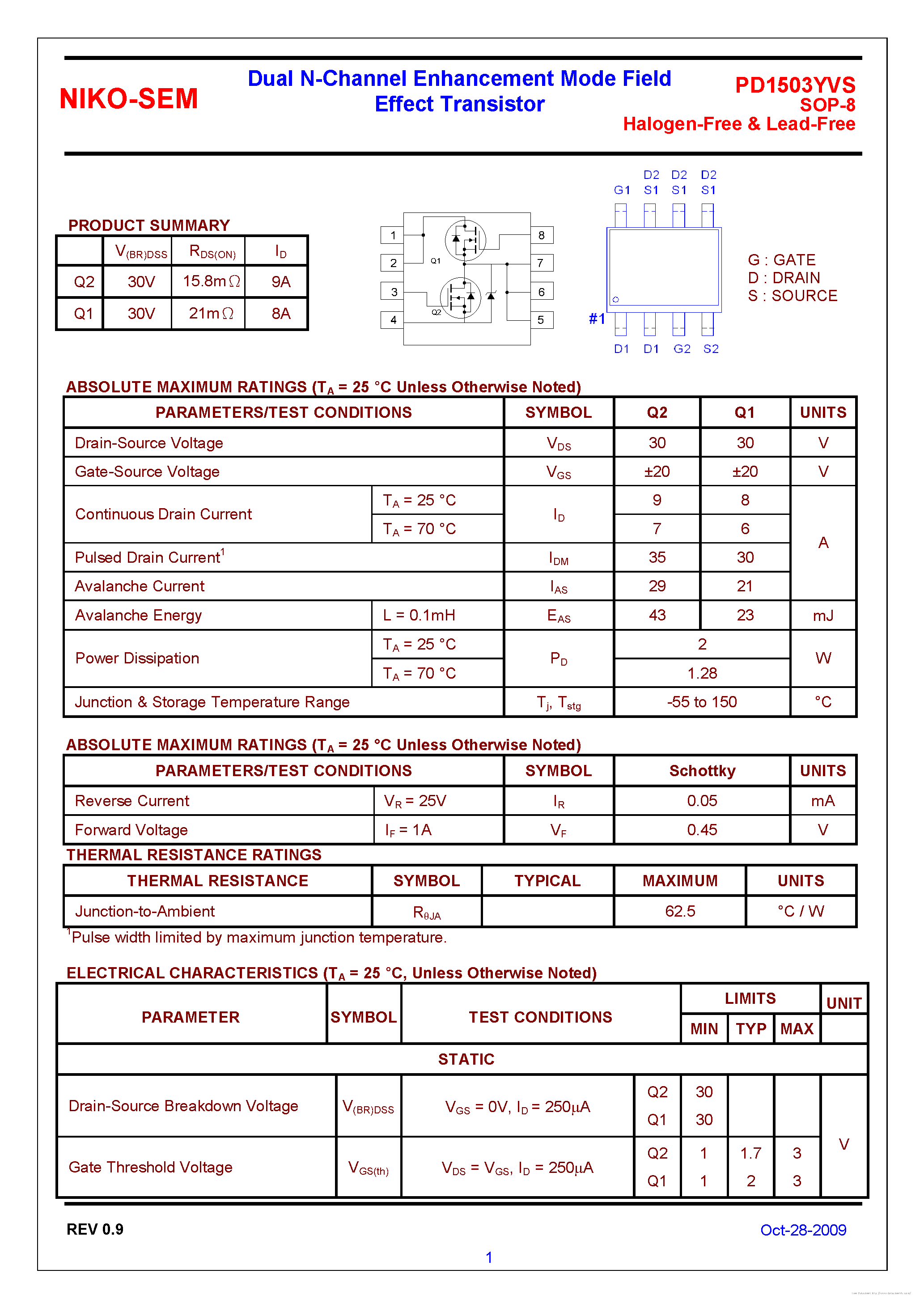 Datasheet PD1503YVS page 1 Datasheet PD1503YVS - page 1