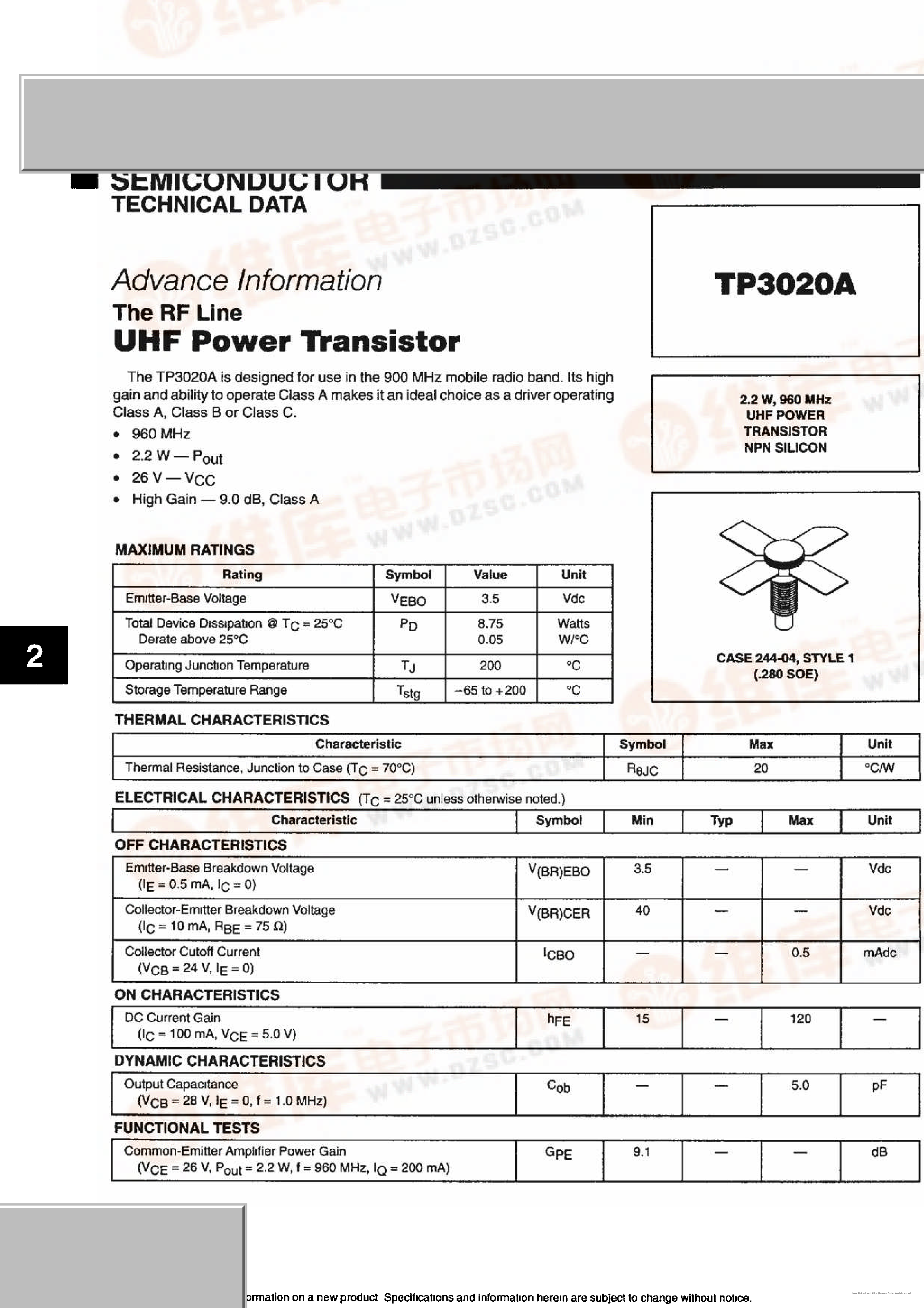 Datasheet TP3020A - page 1