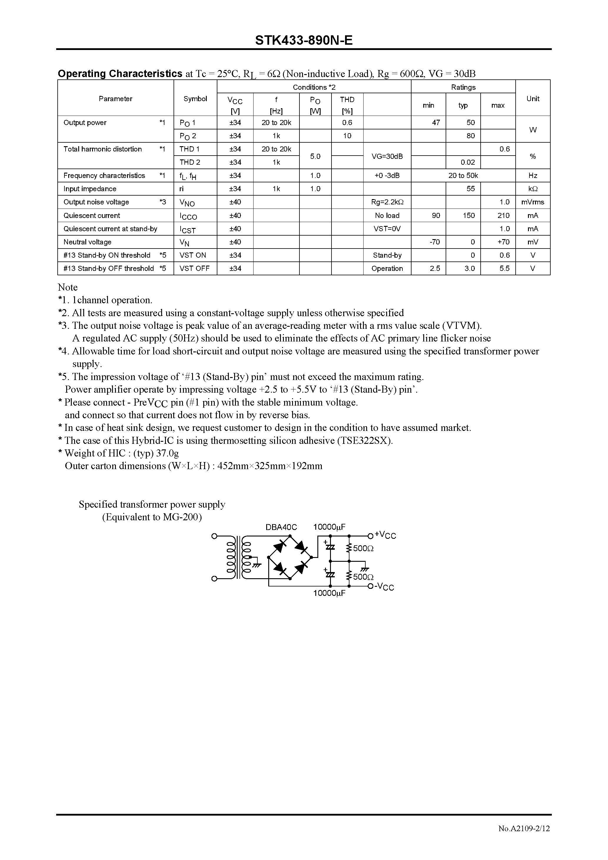 Datasheet STK433-890N-E - page 2