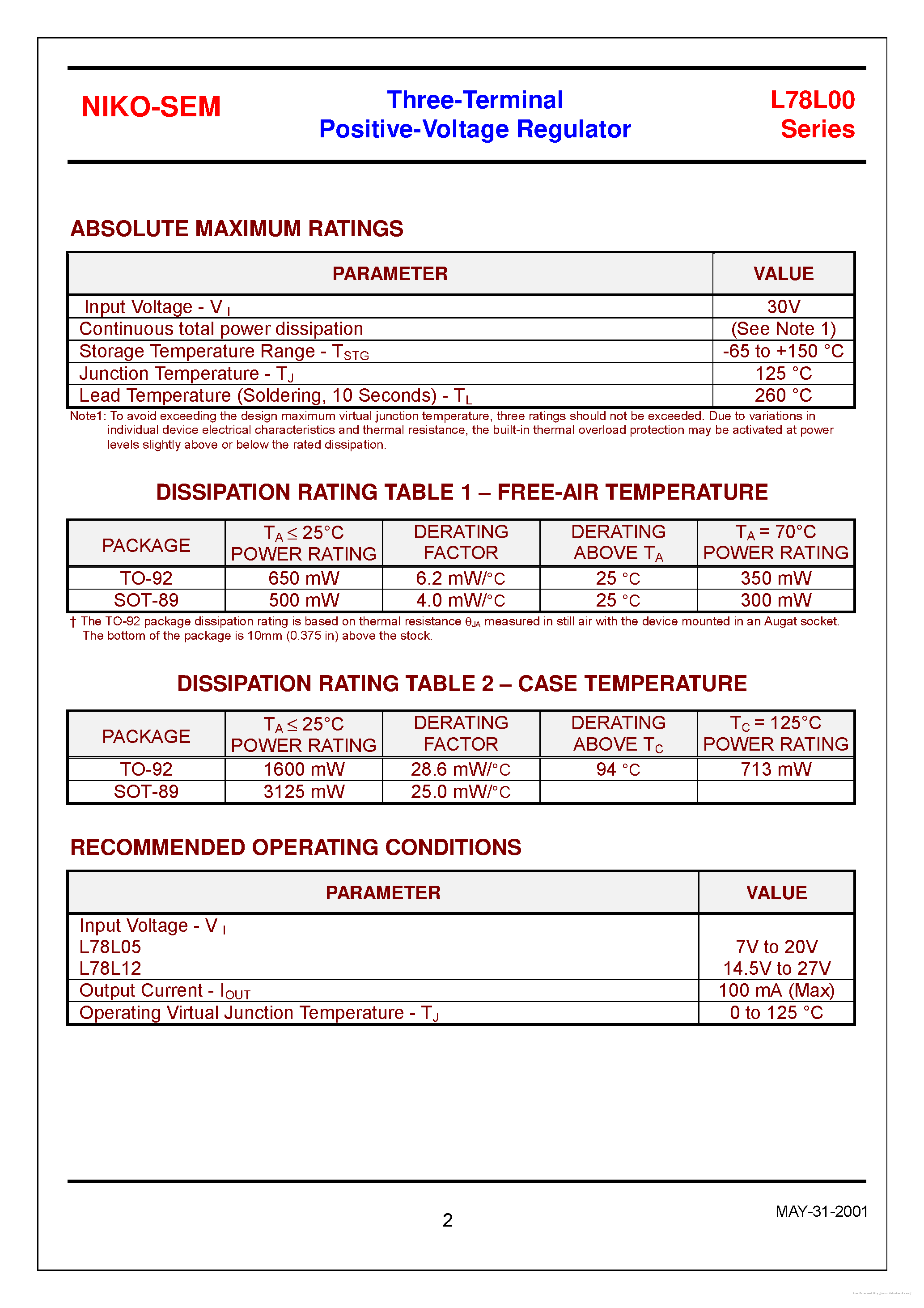 Datasheet L78L00 page 2 Datasheet L78L00 - page 2