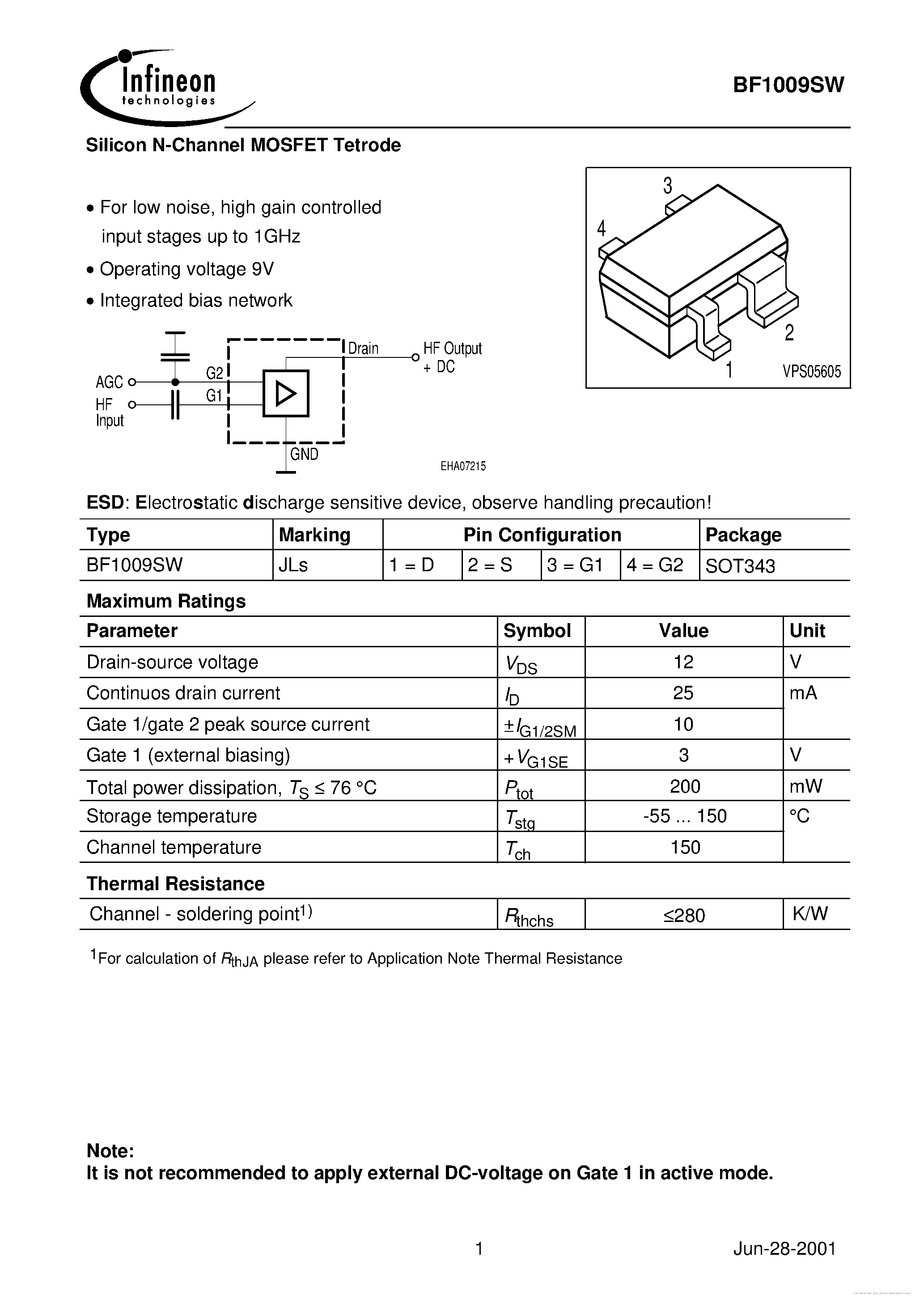 Даташит BF1009SW - страница 1