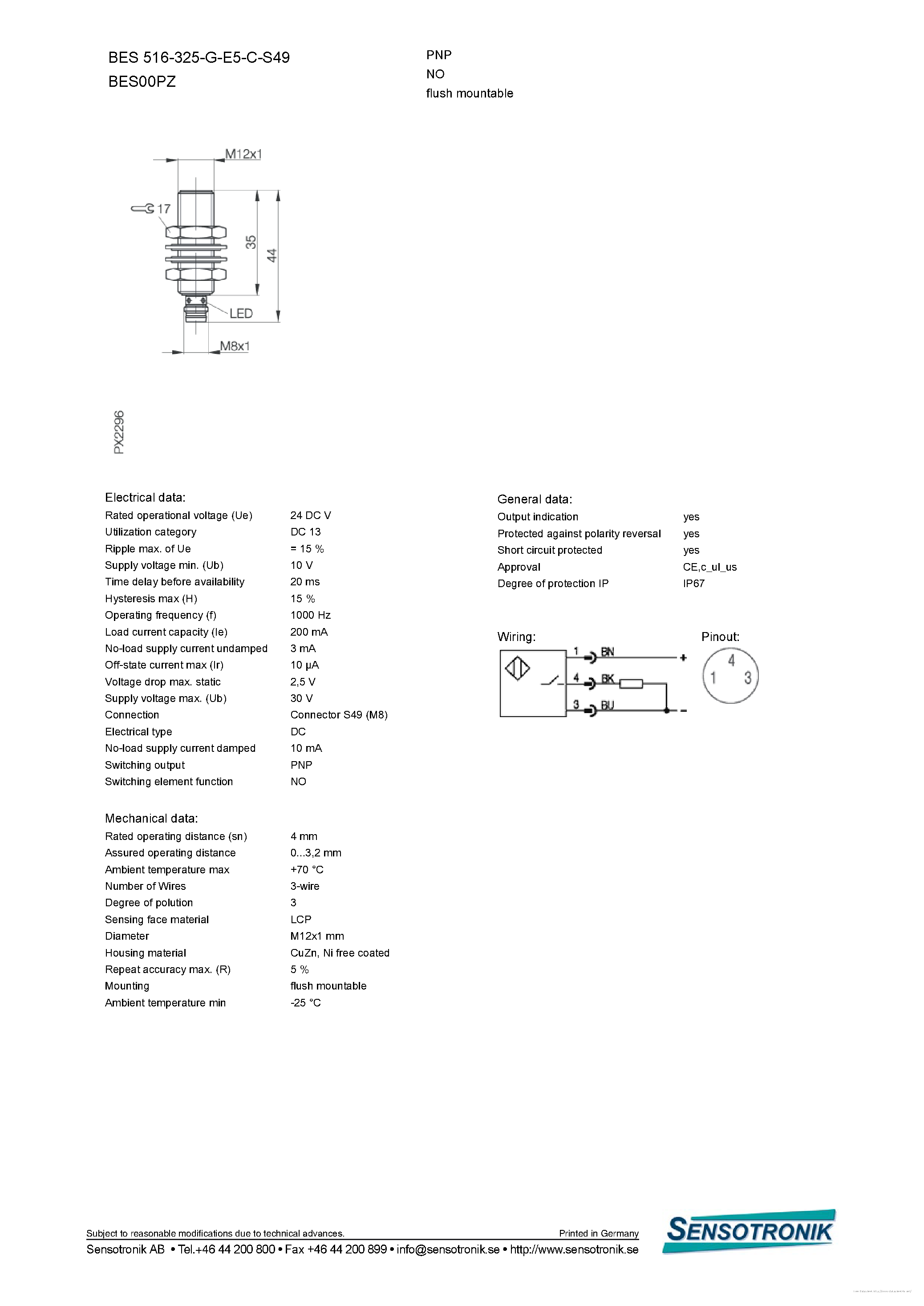 Даташит BES516-325-G-E5-C-S49 - страница 1