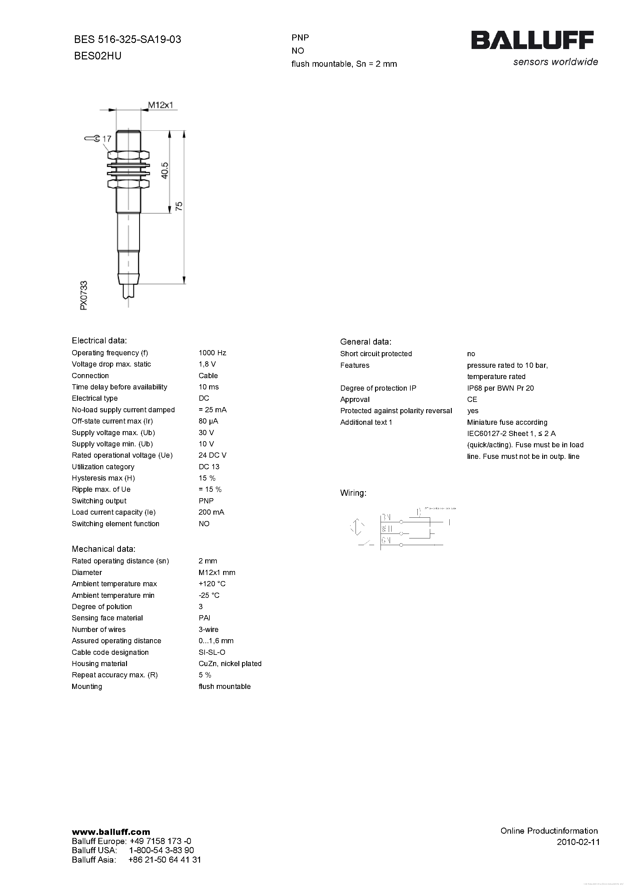 Даташит BES516-325-SA19-03 - страница 1