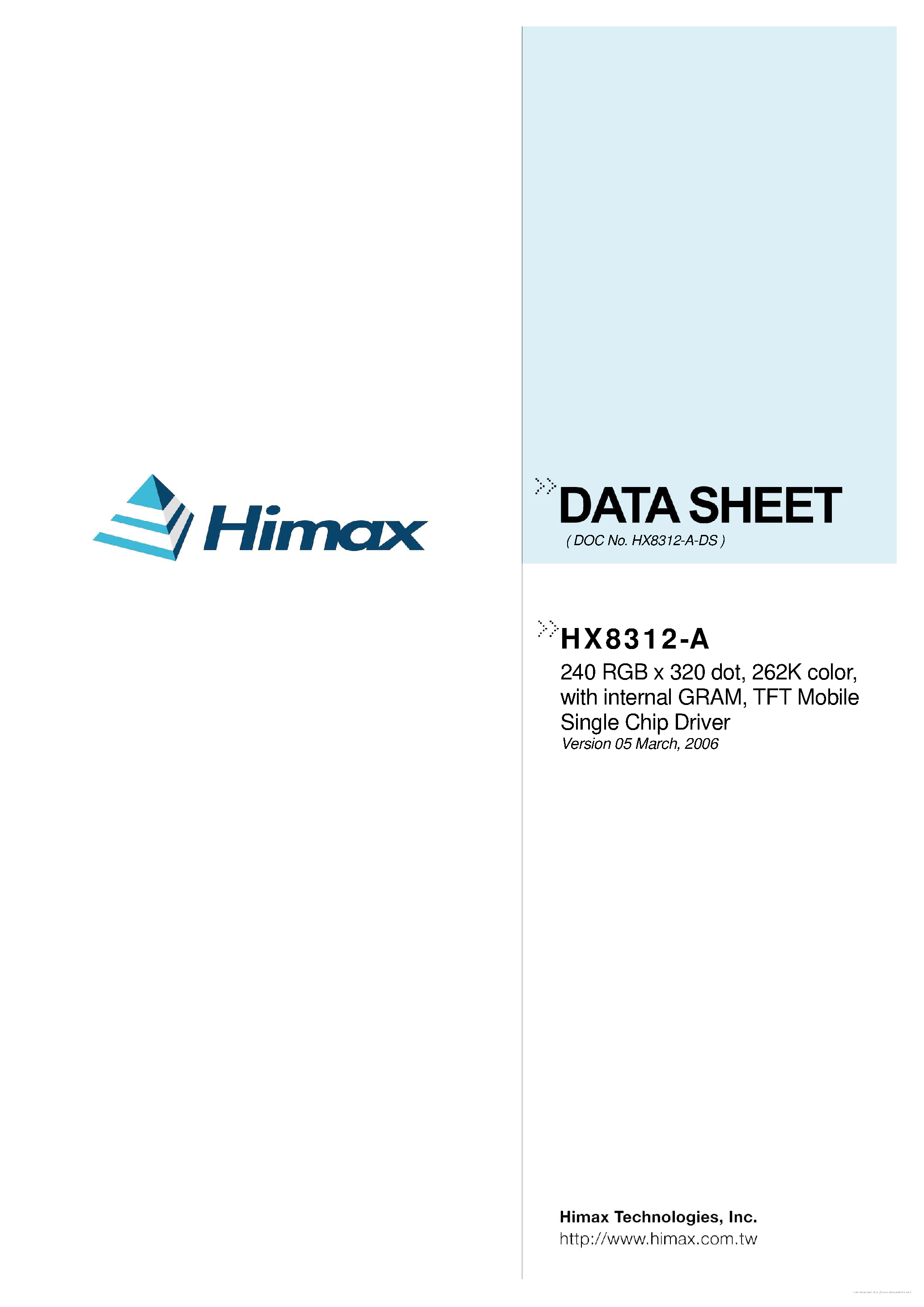Datasheet HX8312-A - page 1