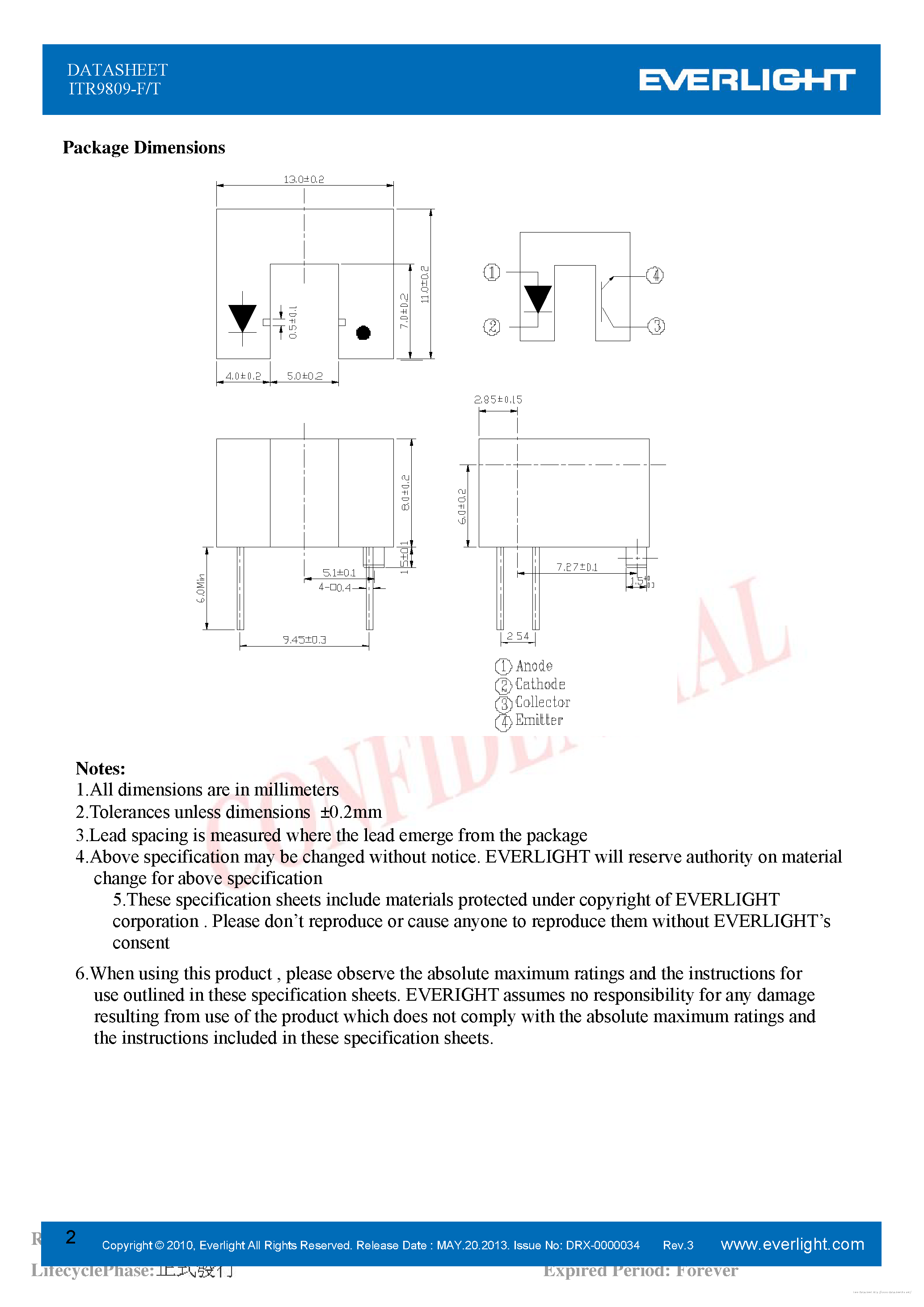 Datasheet ITR9809-F page 2 Datasheet ITR9809-F - page 2