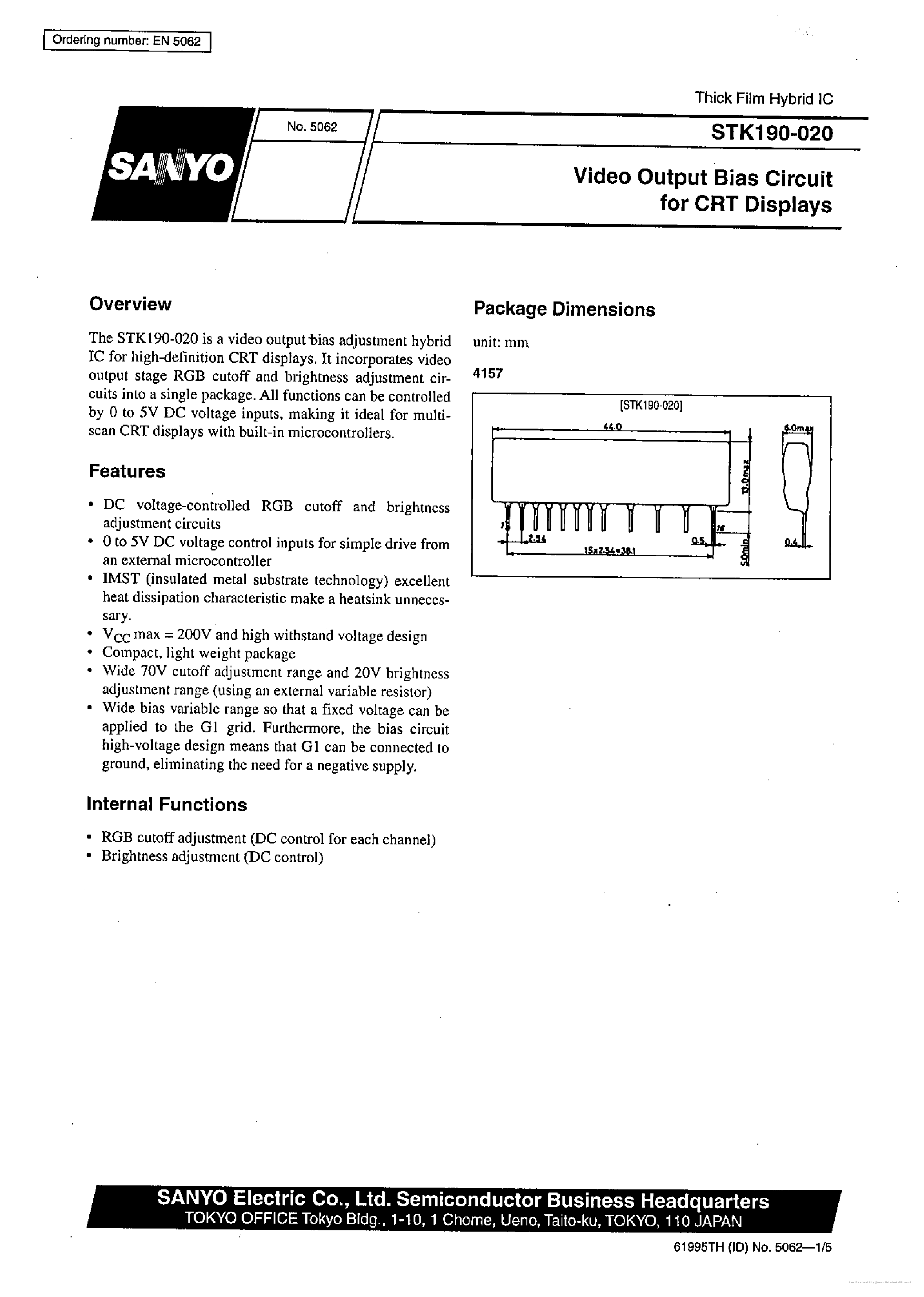 Datasheet STK190-020 - page 1