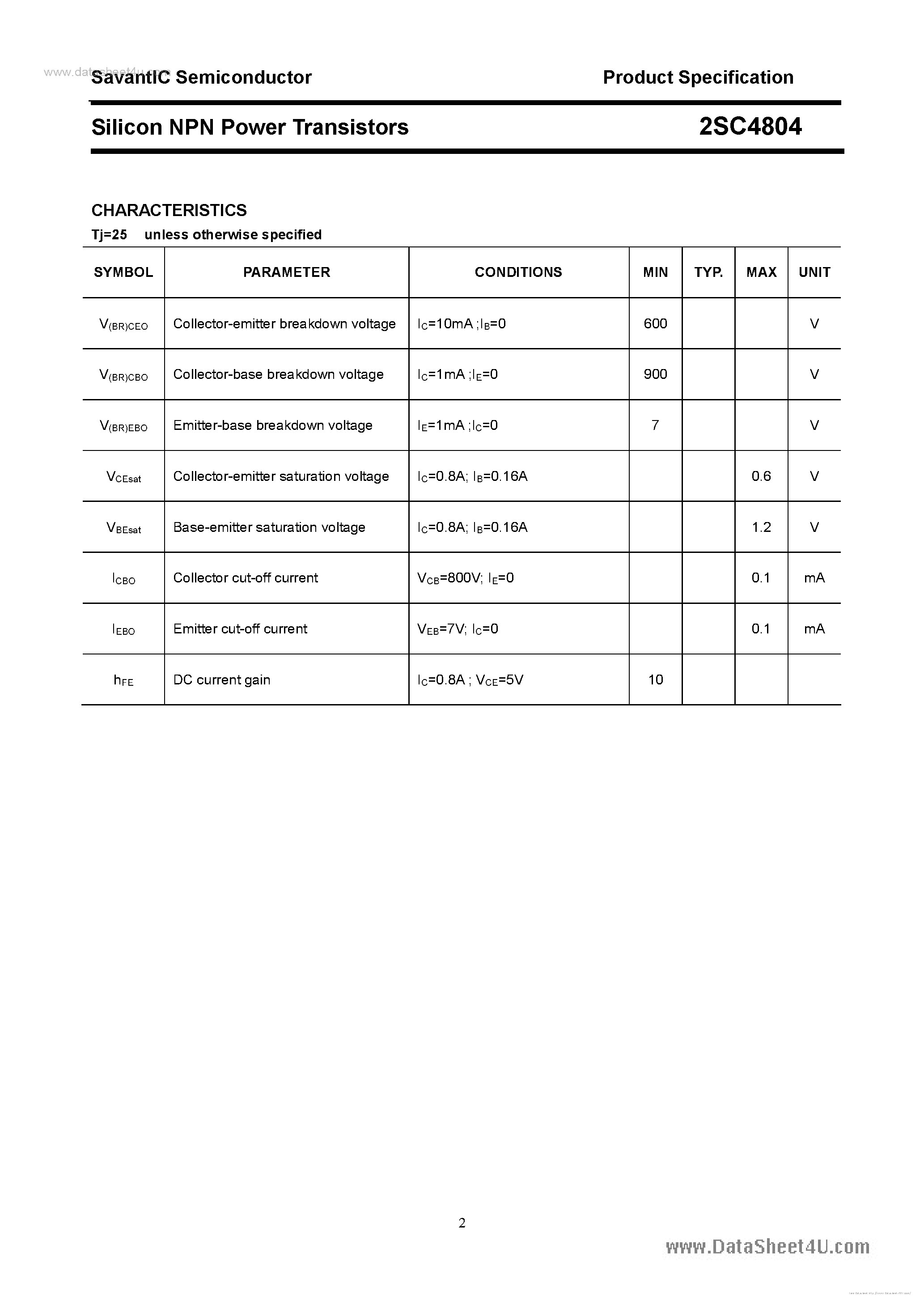 Даташит на микросхему C4804 страница 2 Даташит C4804 - страница 2