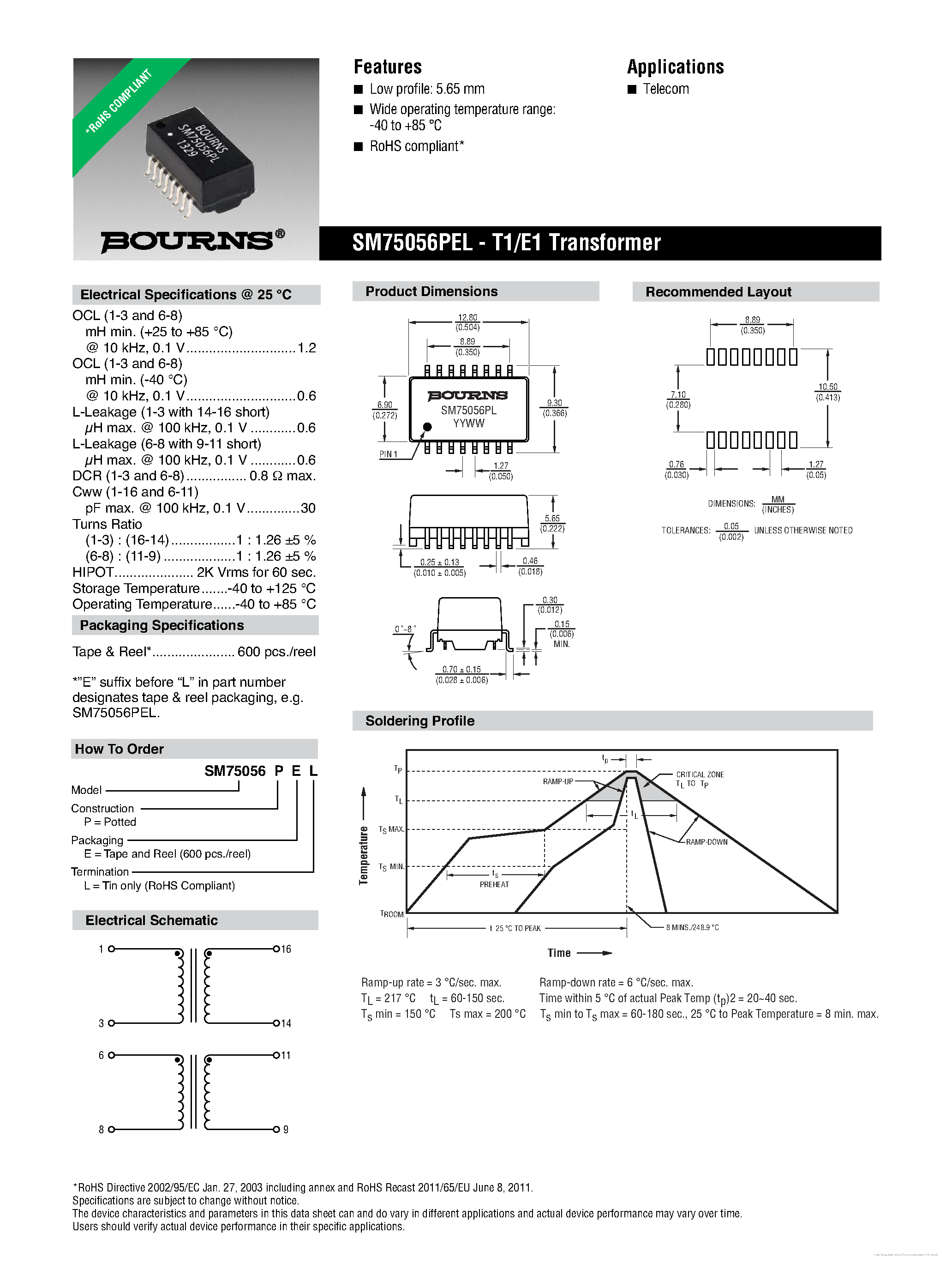Datasheet SM75056PEL page 1 Datasheet SM75056PEL - page 1