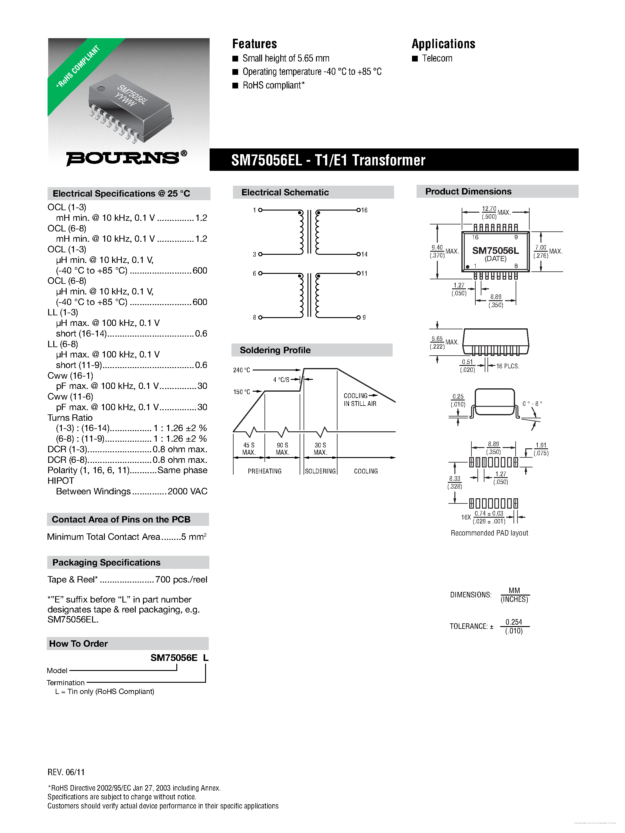 Datasheet SM75056EL page 1 Datasheet SM75056EL - page 1