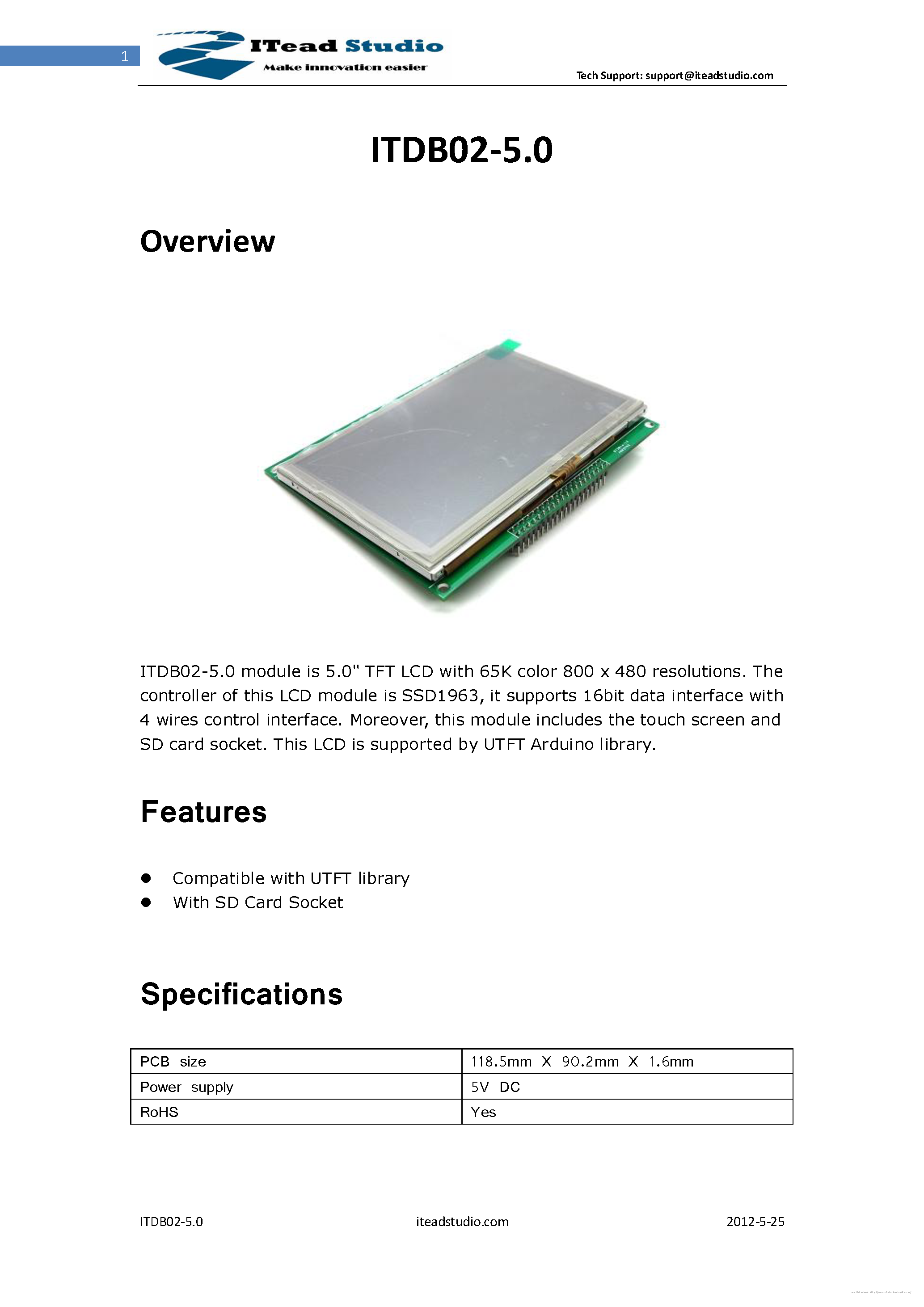 Datasheet ITDB02-5.0 page 1 Datasheet ITDB02-5.0 - page 1