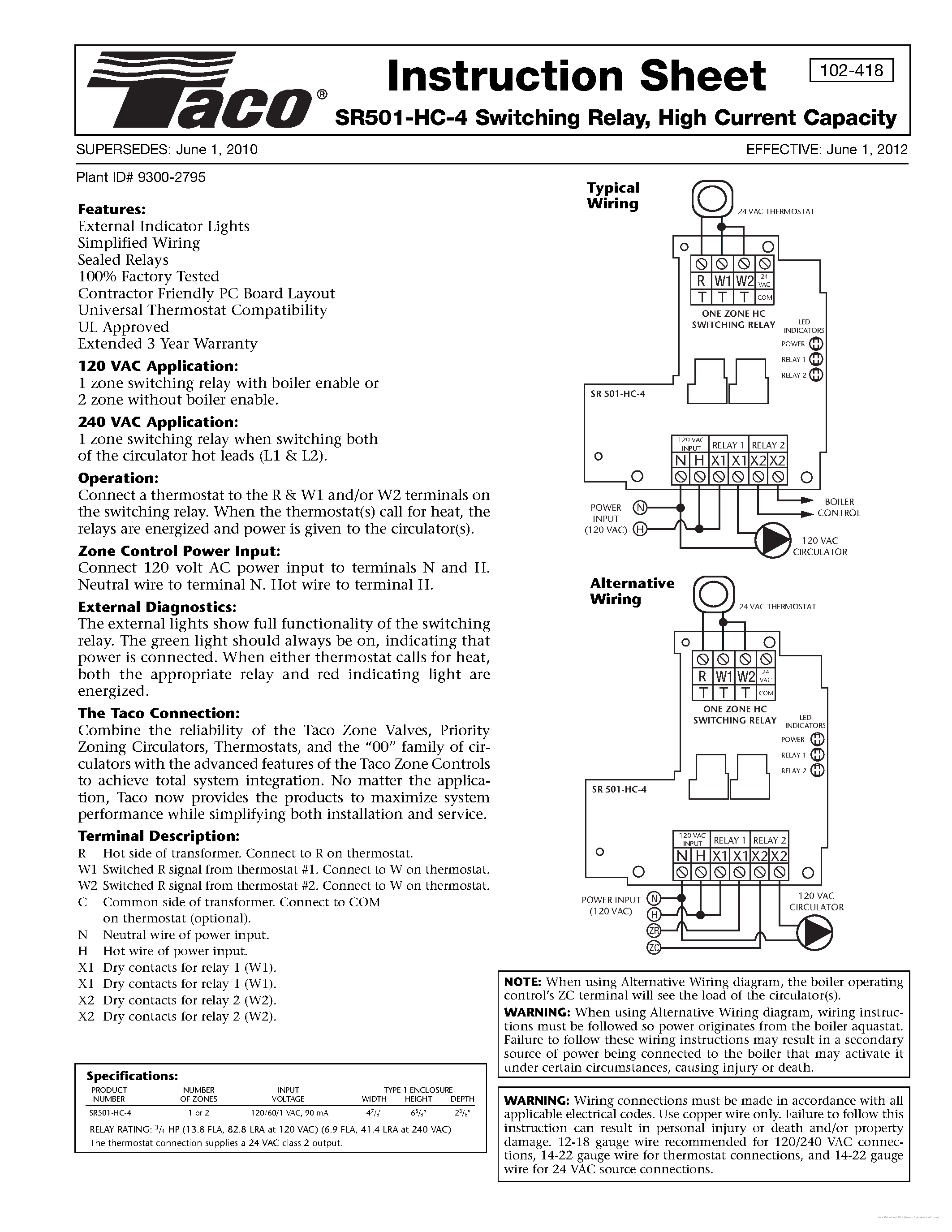 Datasheet SR501-HC-4 page 1 Datasheet SR501-HC-4 - page 1