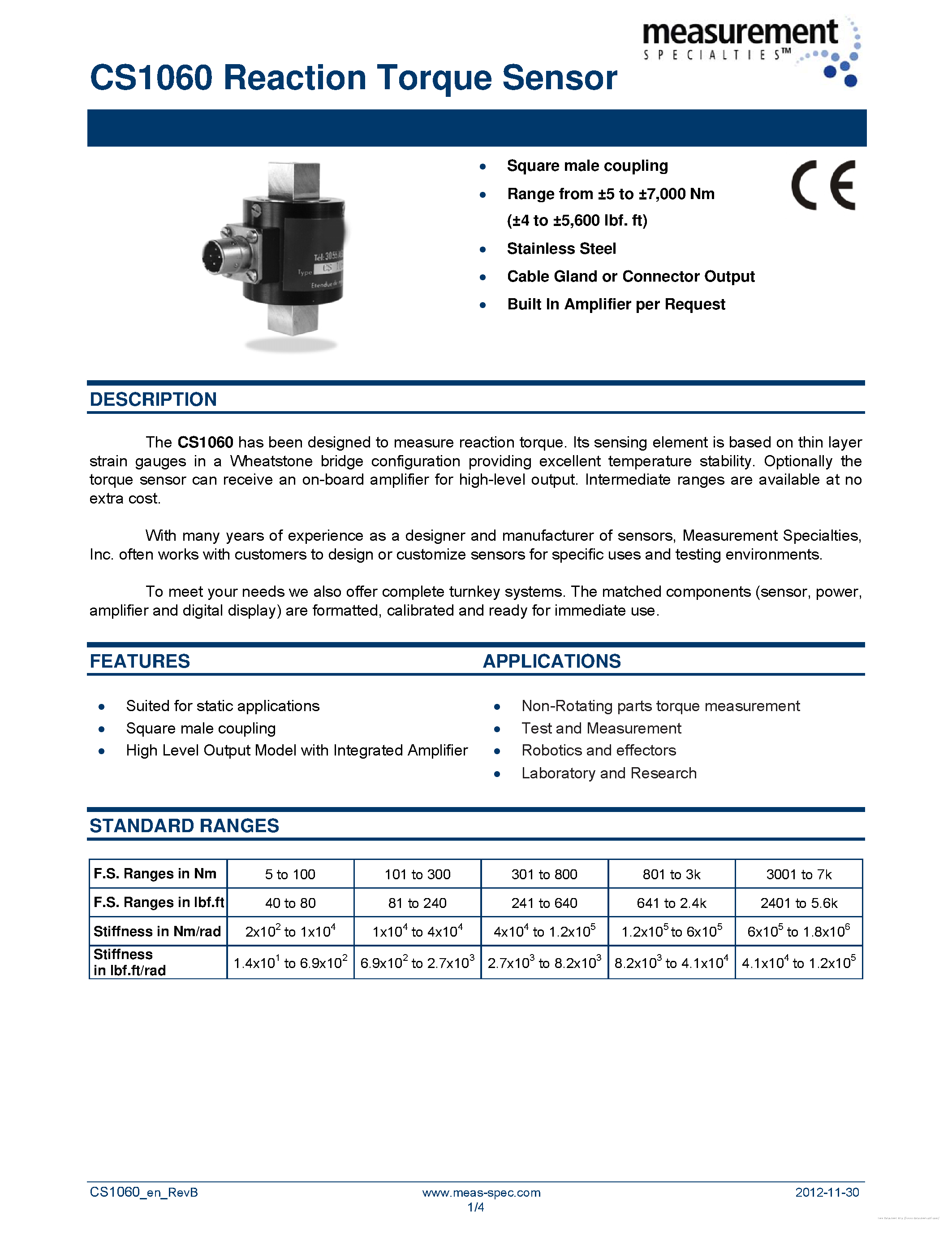 Datasheet CS1060 page 1 Datasheet CS1060 - page 1