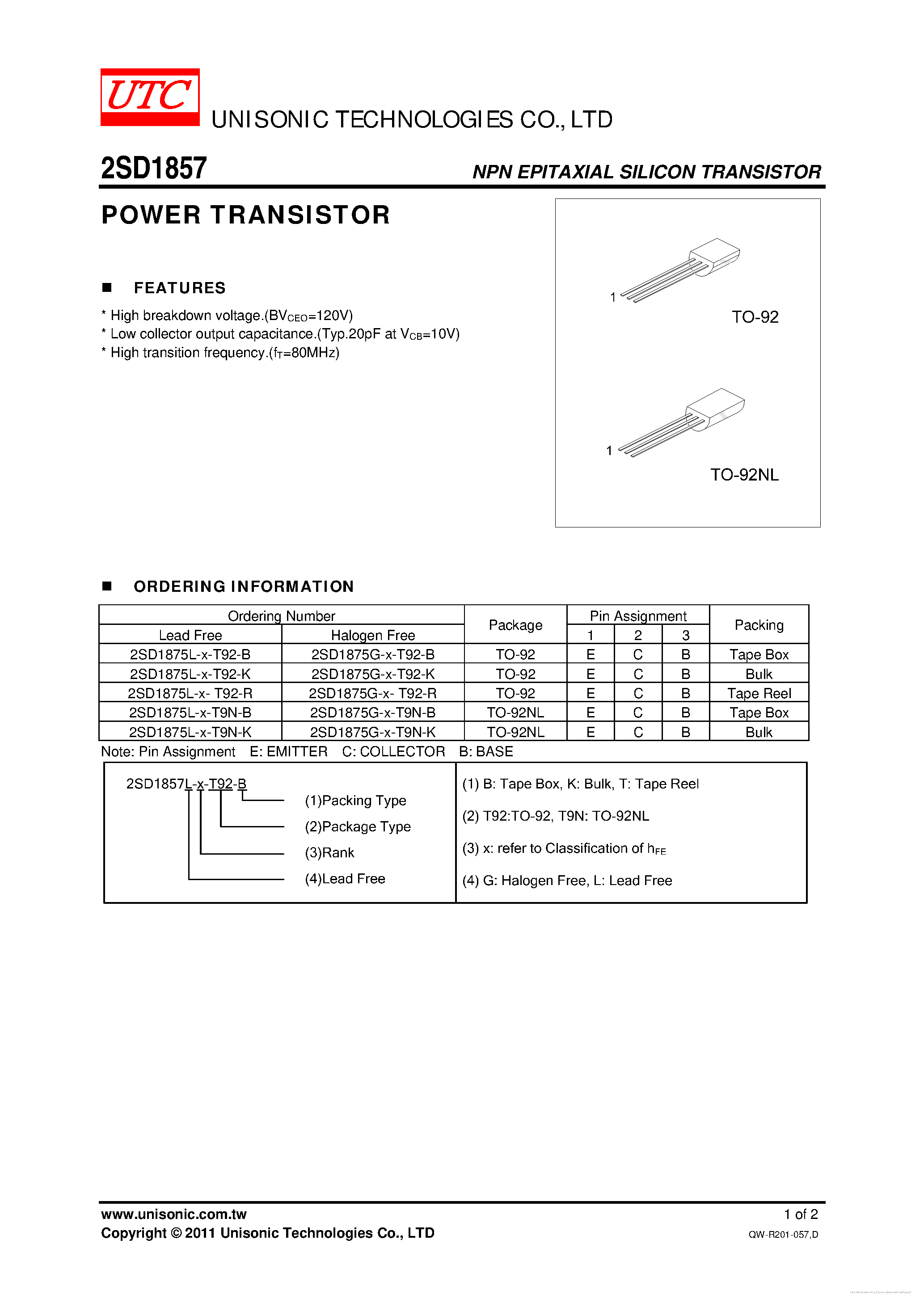 Даташит D1875 - страница 1