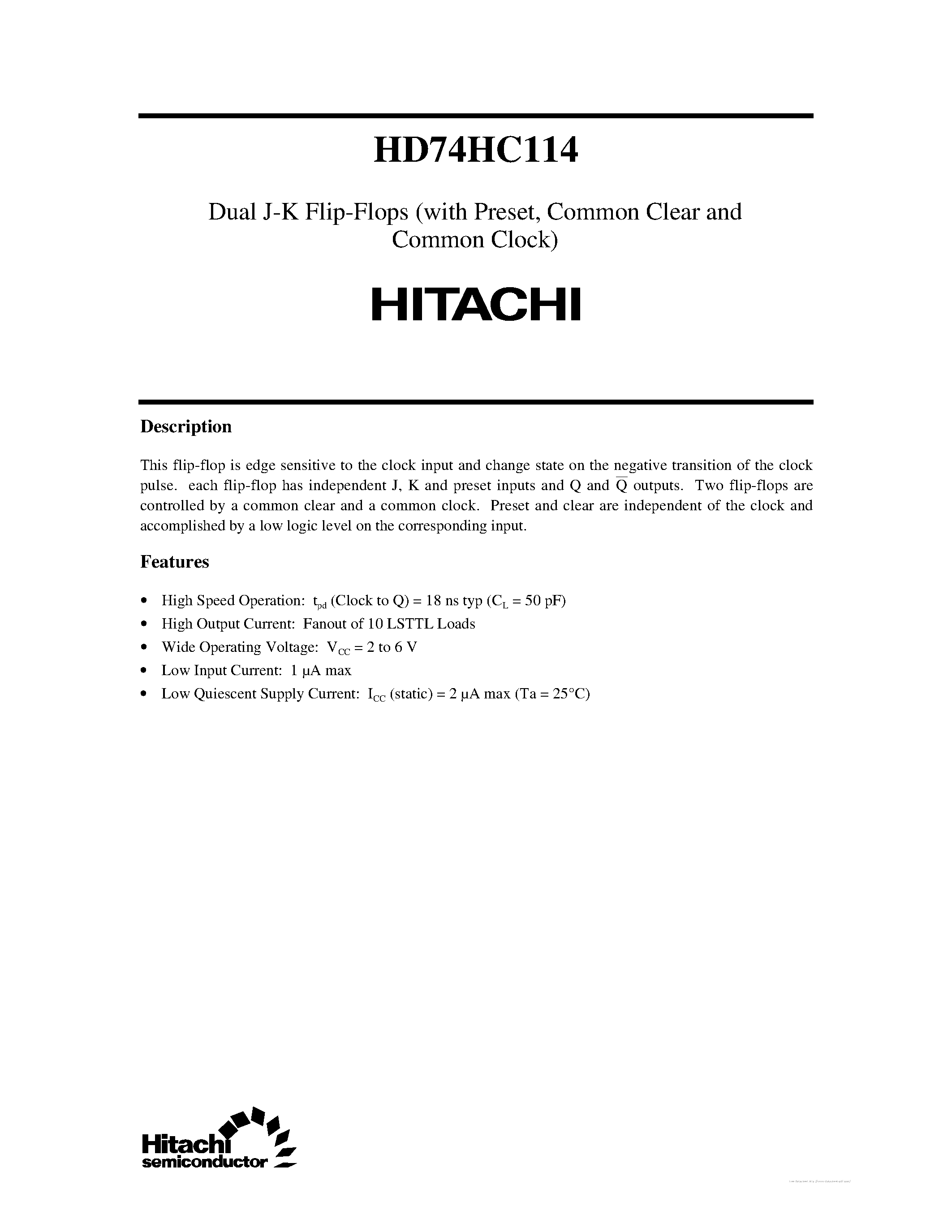 Datasheet 74HC114 - page 1