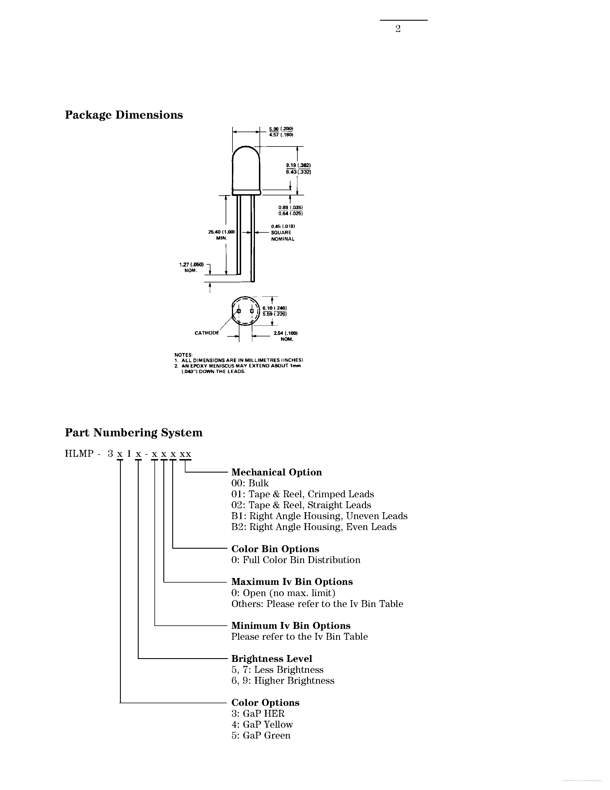Даташит на микросхему HLMP-3315 страница 2 Даташит HLMP-3315 - страница 2