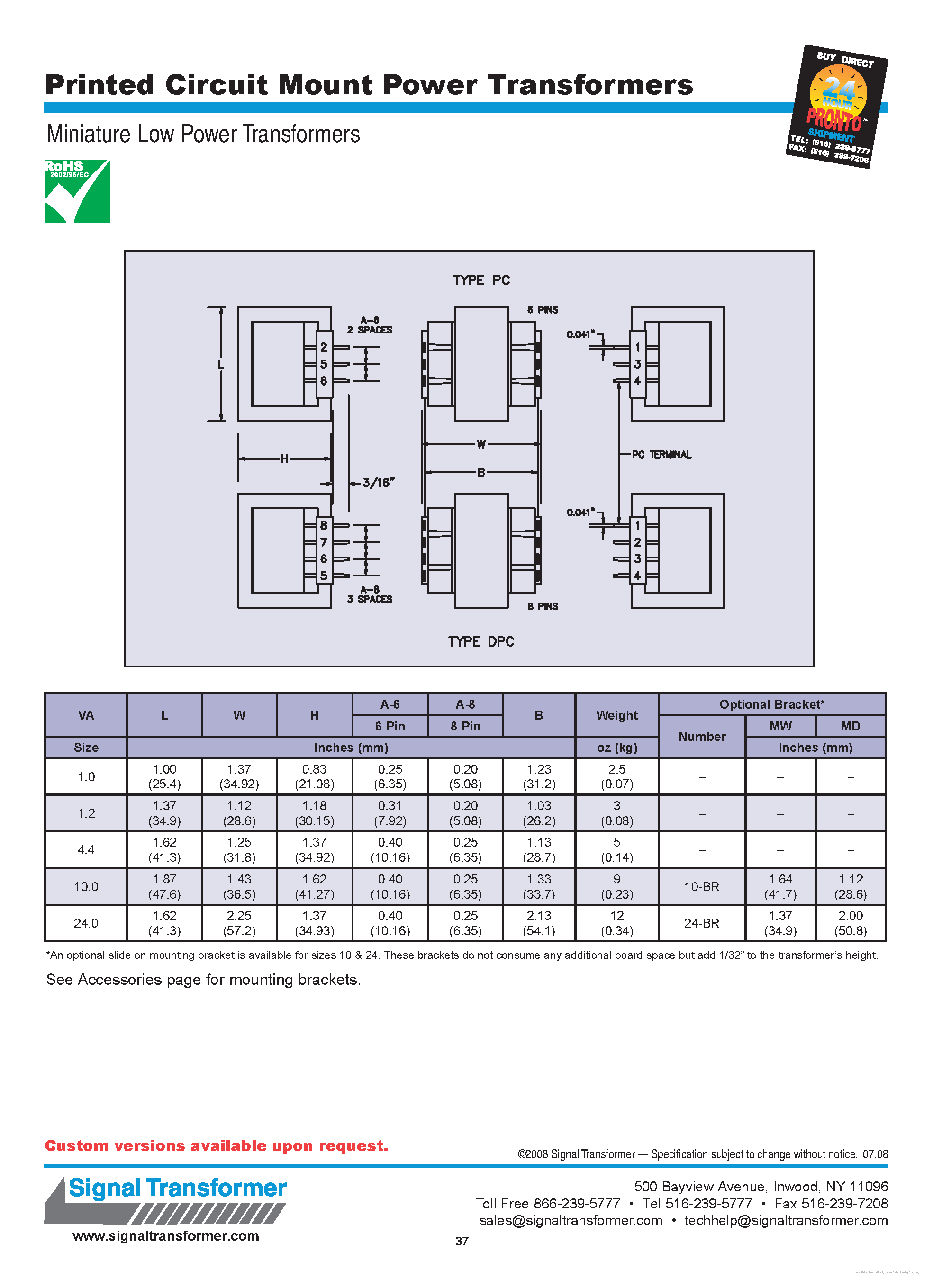 Datasheet PC-10-1000 - page 2