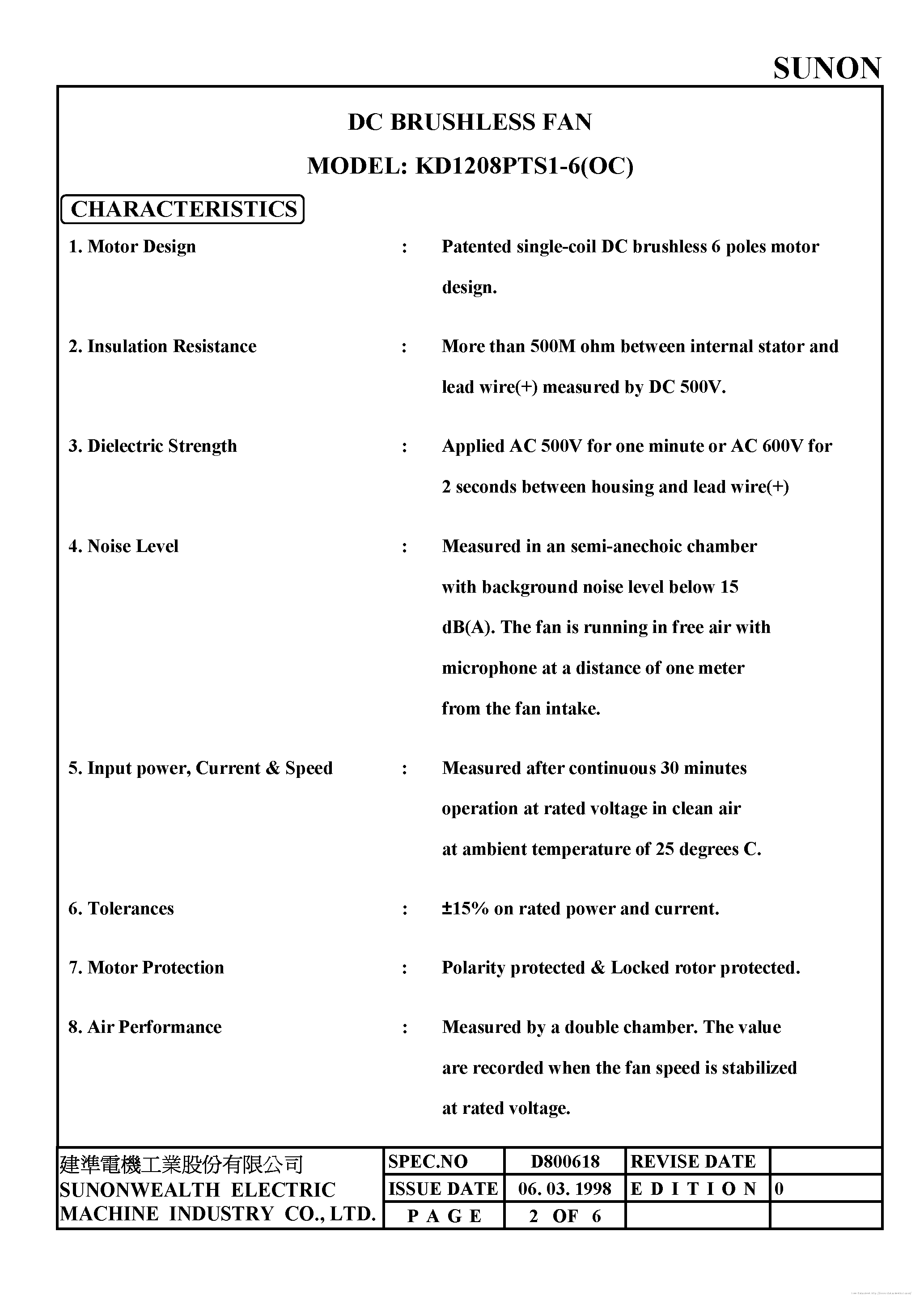 Datasheet KD1208PTS1-6 - page 2