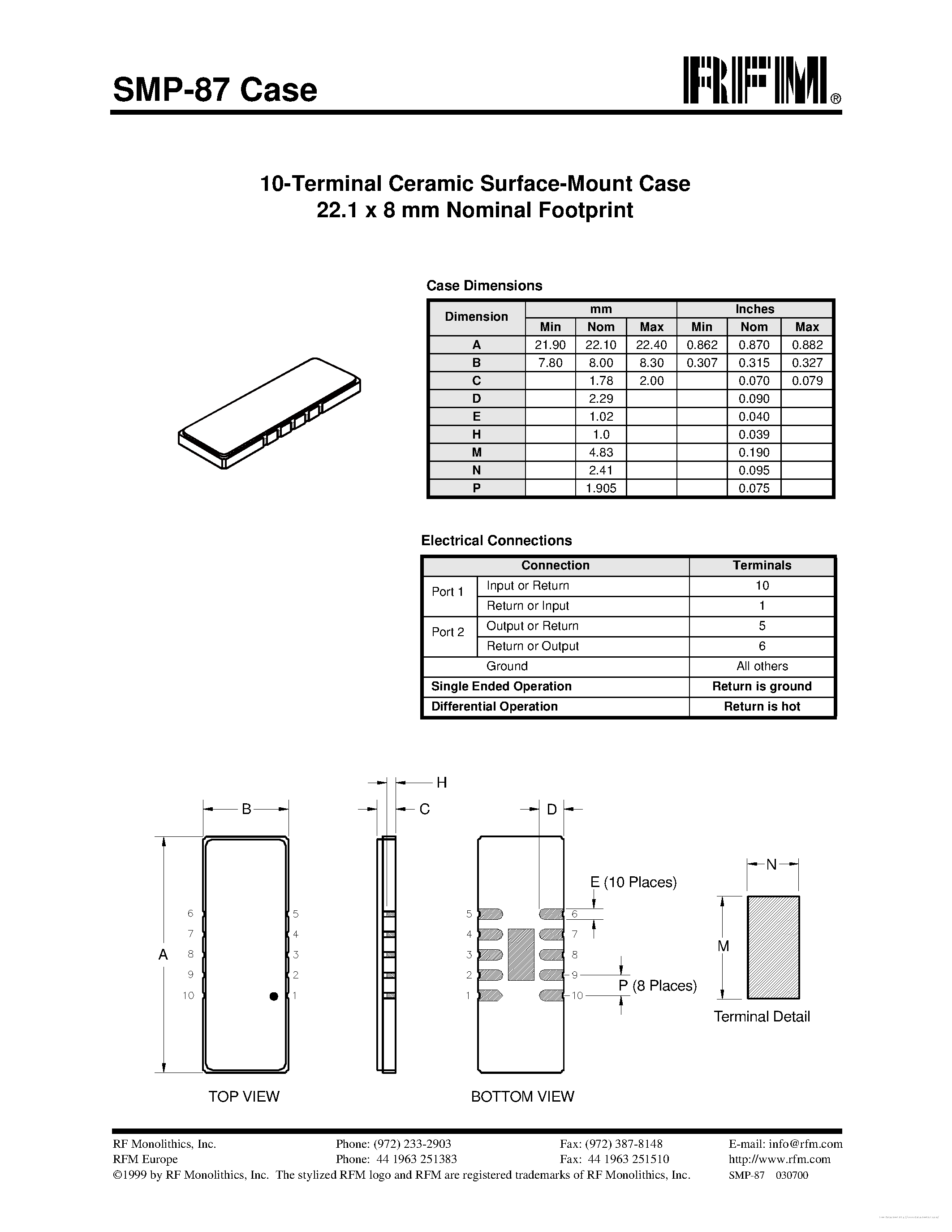 Datasheet SMP-87 - page 1