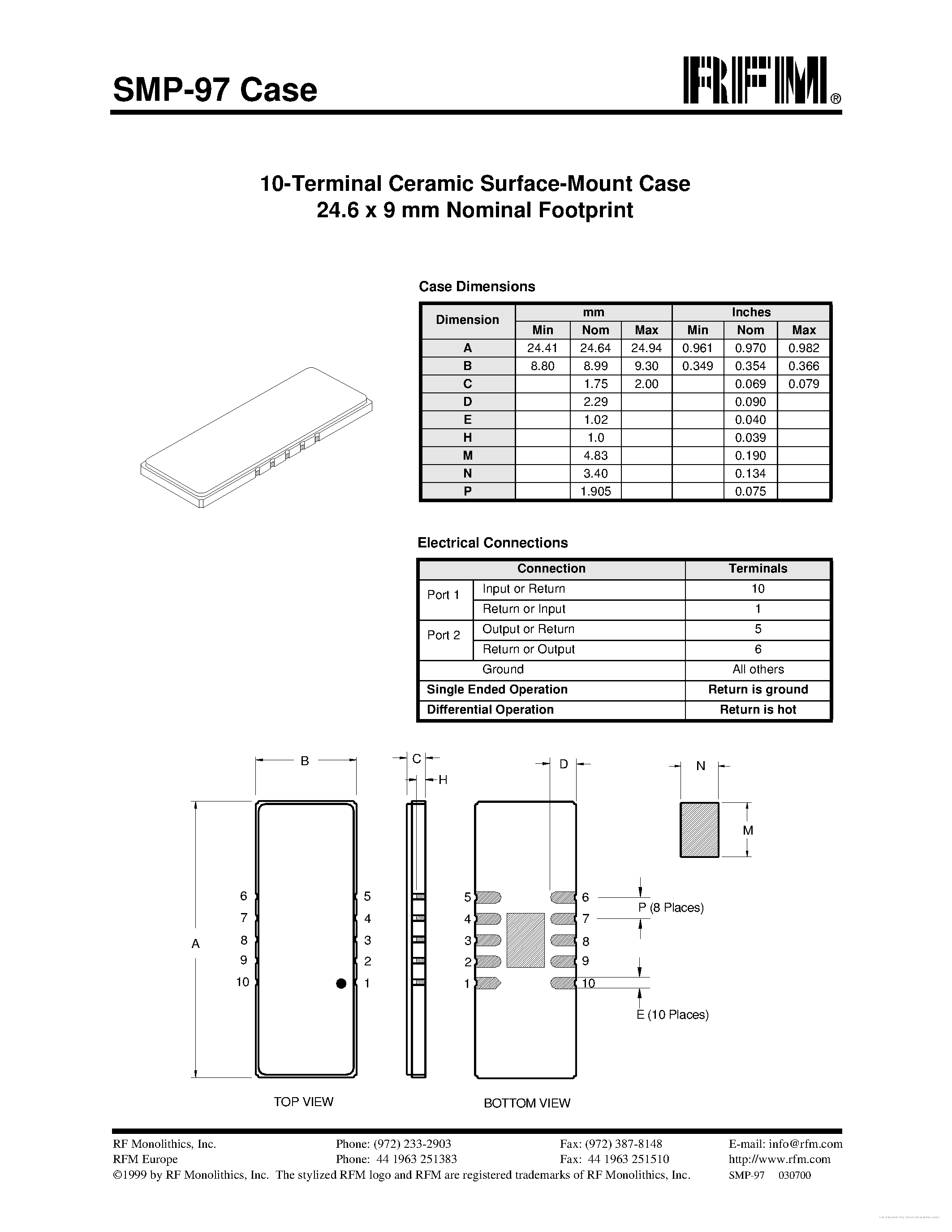 Datasheet SMP-97 page 1 Datasheet SMP-97 - page 1