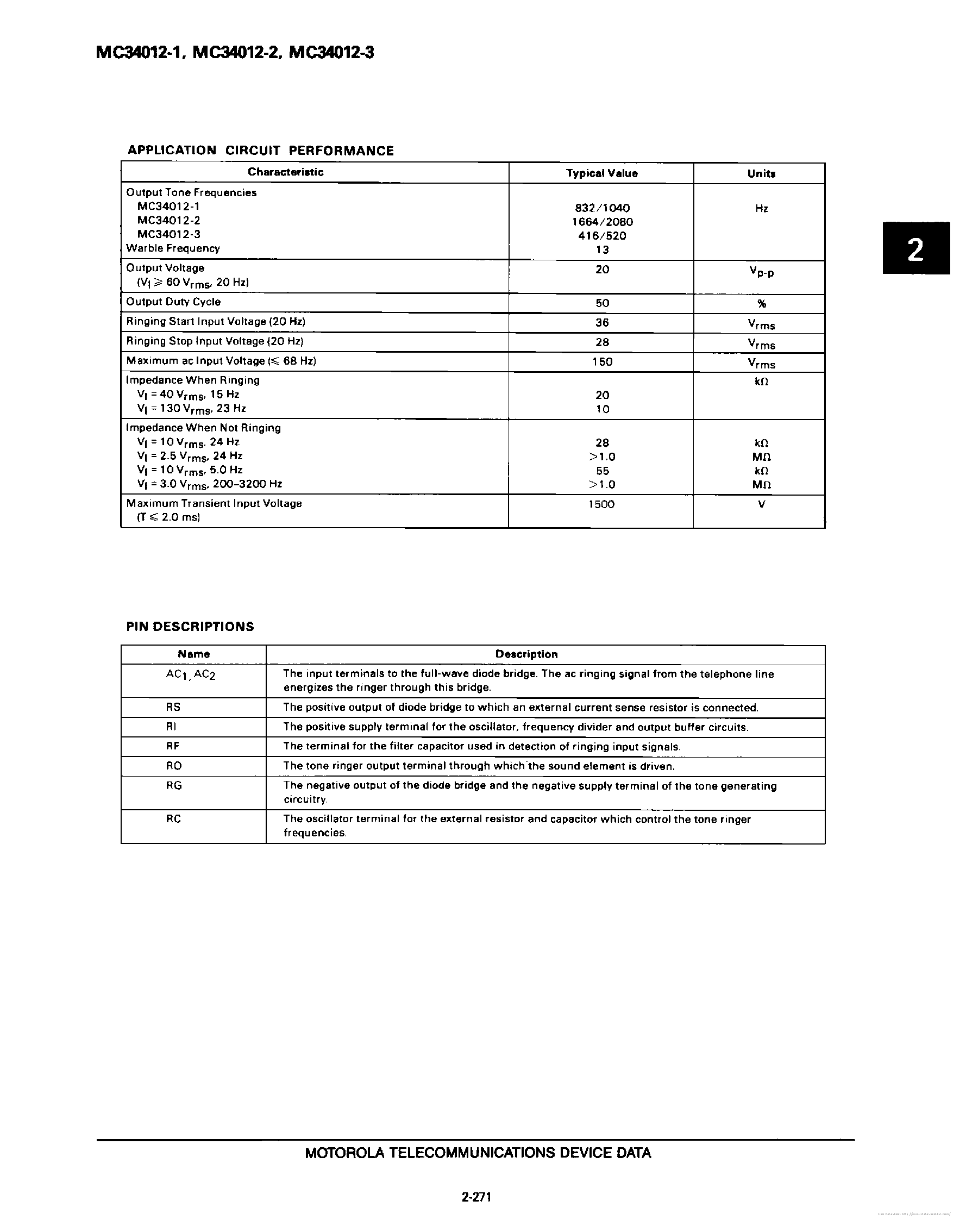 Datasheet MC34012-1 page 2 Datasheet MC34012-1 - page 2