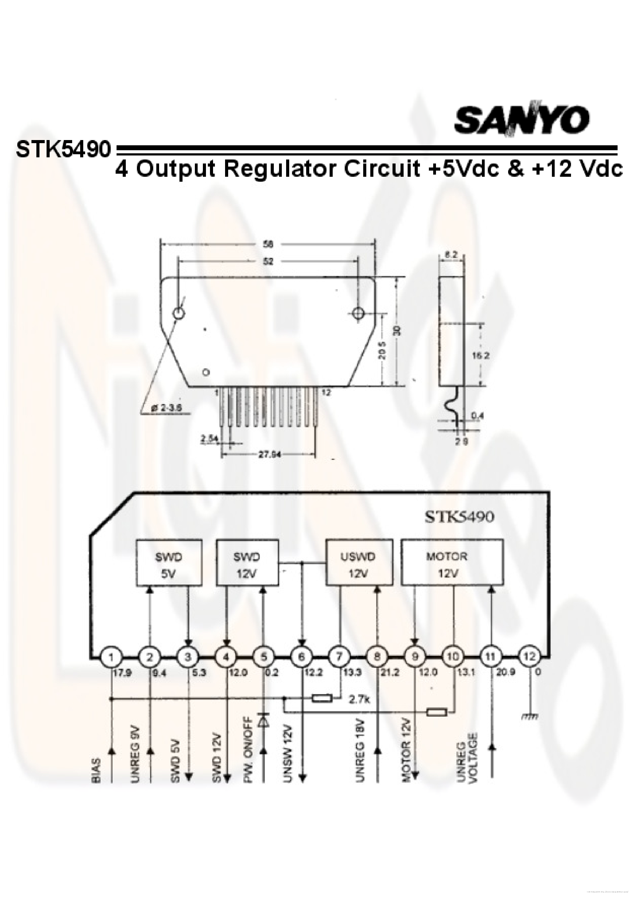 Даташит на микросхему STK5490 страница 1 Даташит STK5490 - страница 1