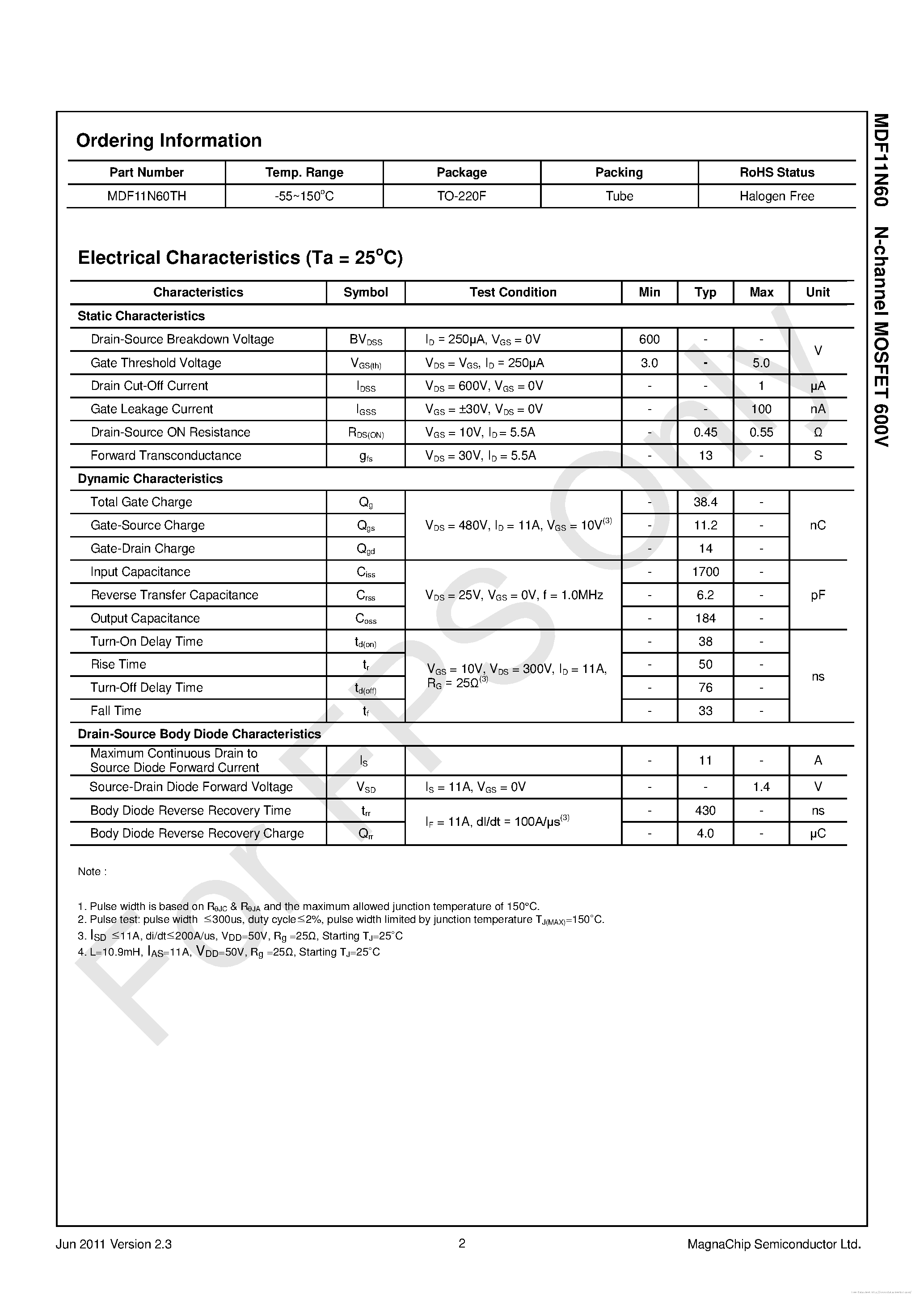 Даташит MDF11N60 - страница 2