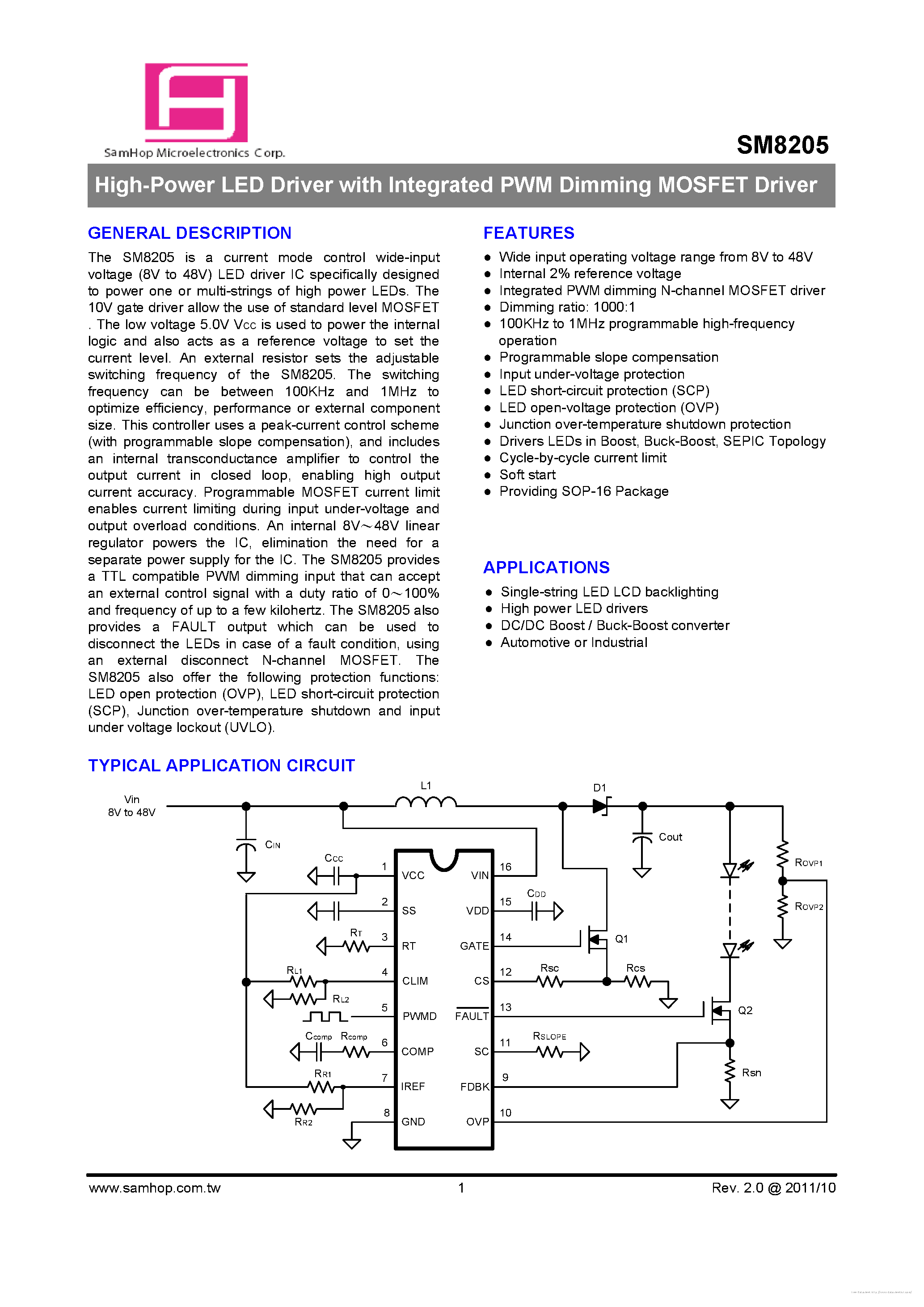 Даташит SM8205 - страница 1
