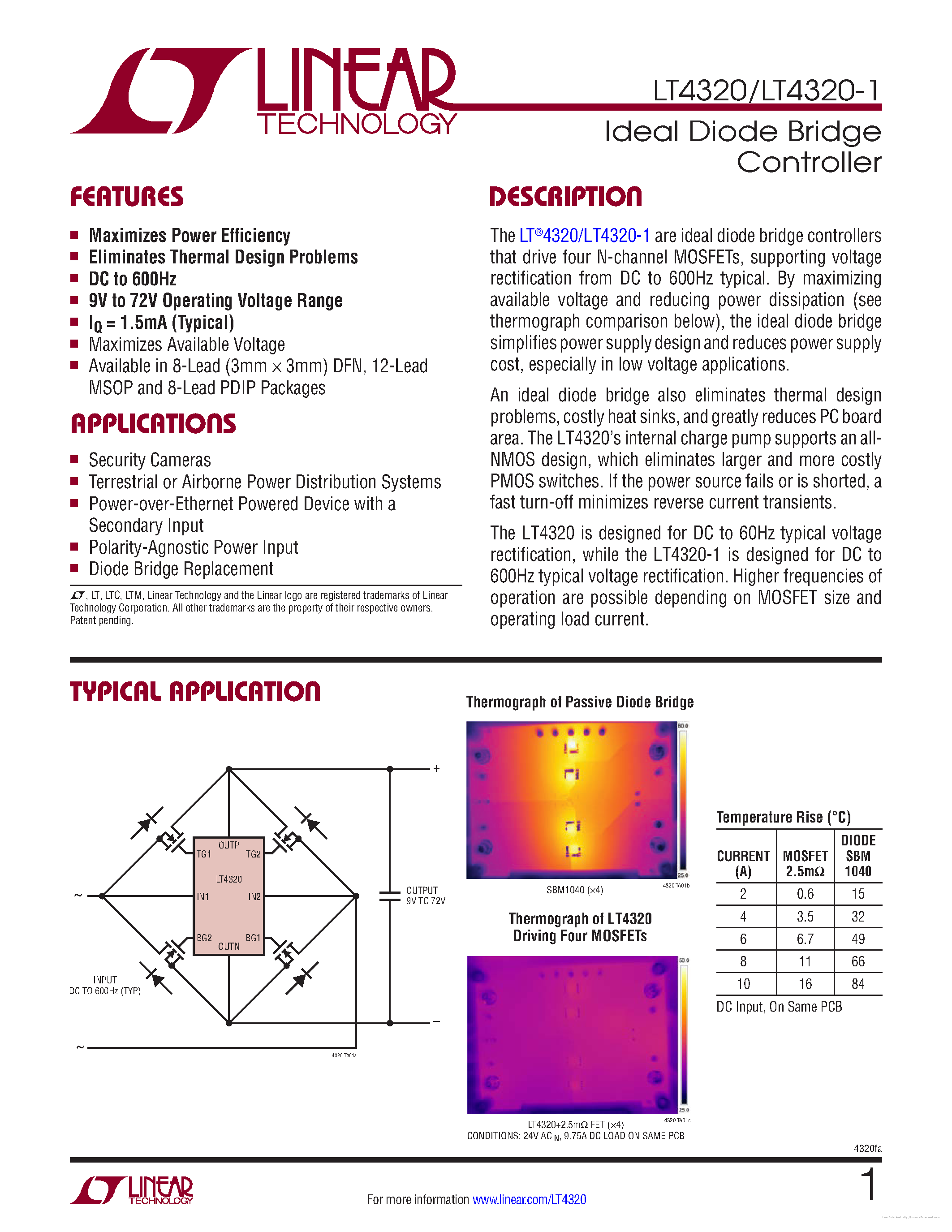 Datasheet LT4320 - page 1