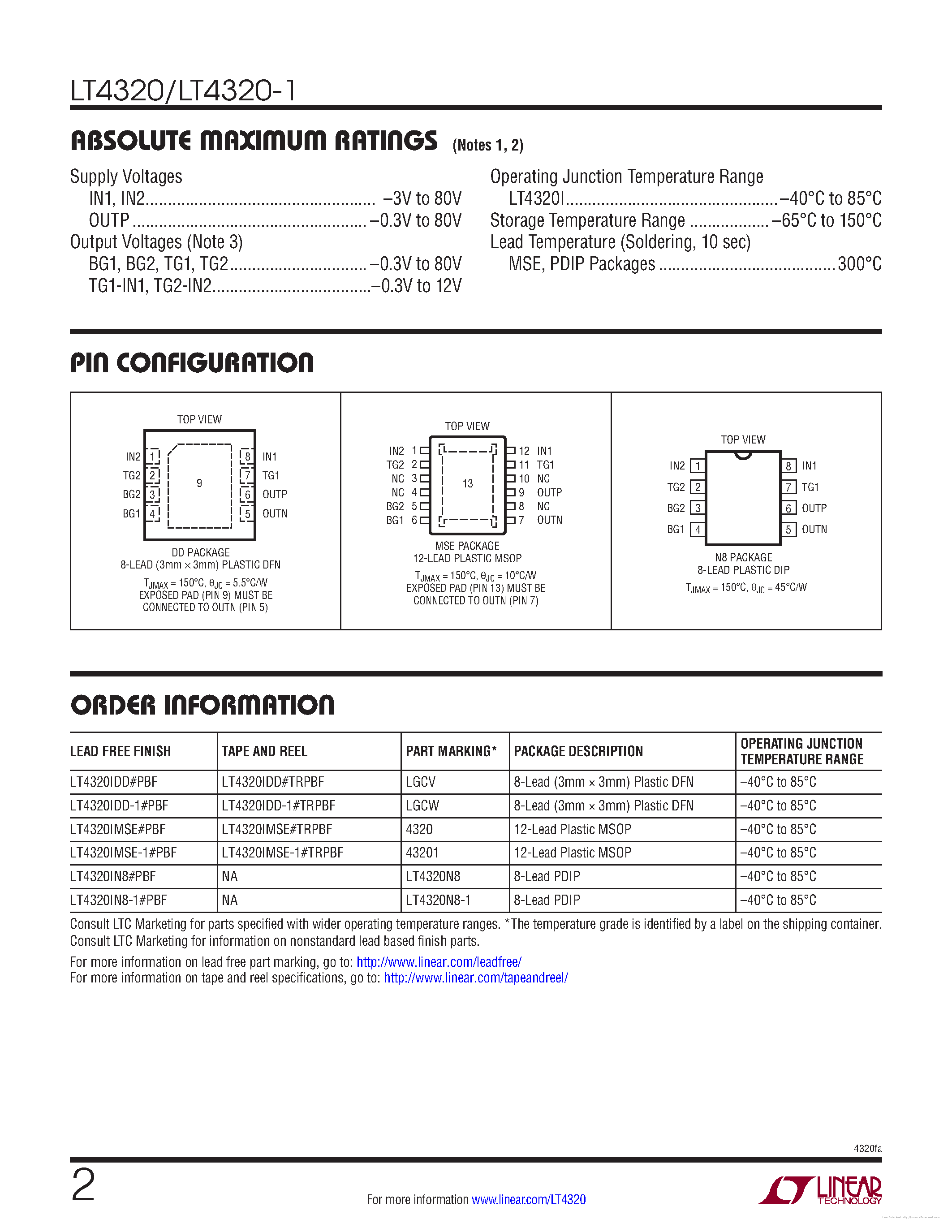 Datasheet LT4320 - page 2