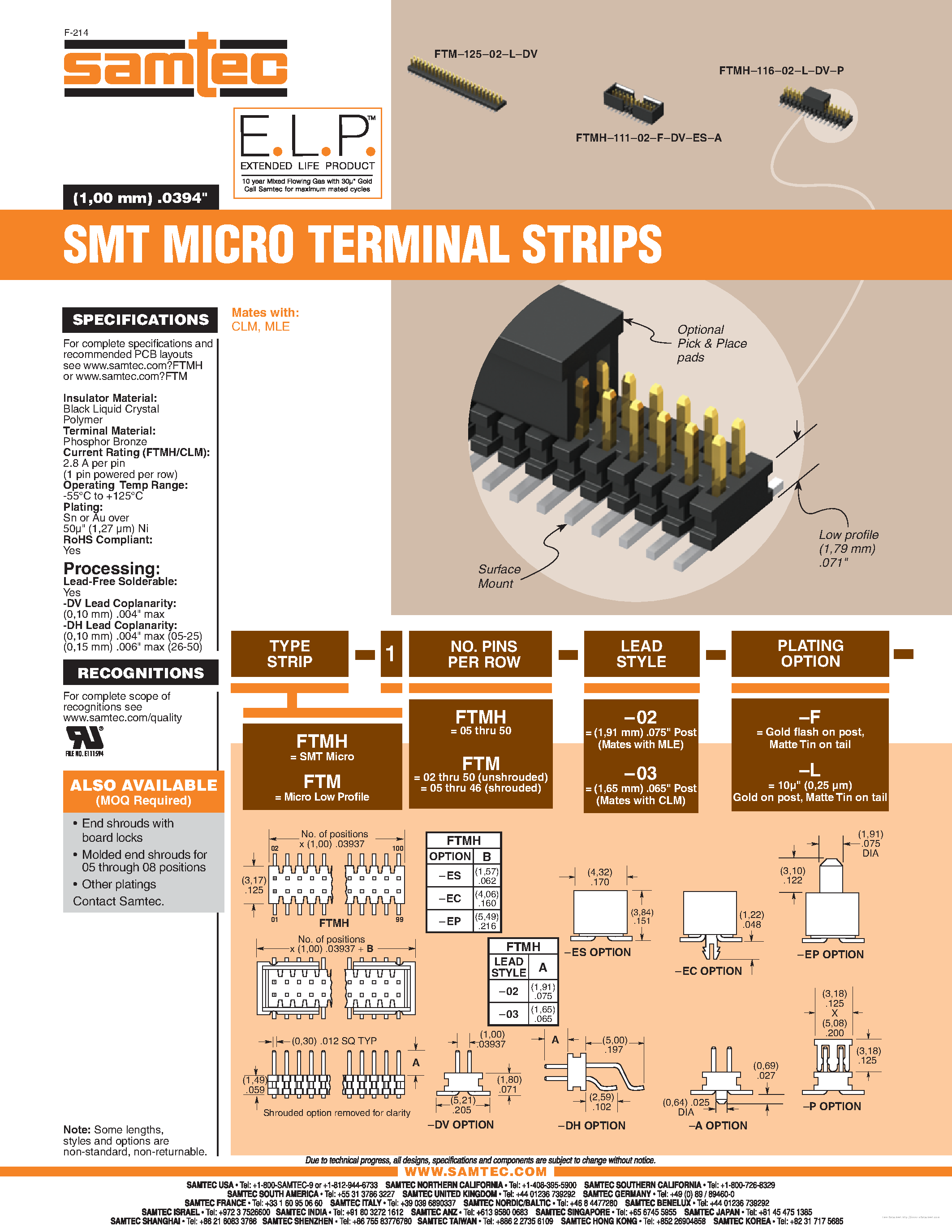 Даташит на микросхему FTM-1xx-02-F-xx страница 1 Даташит FTM-1xx-02-F-xx - страница 1