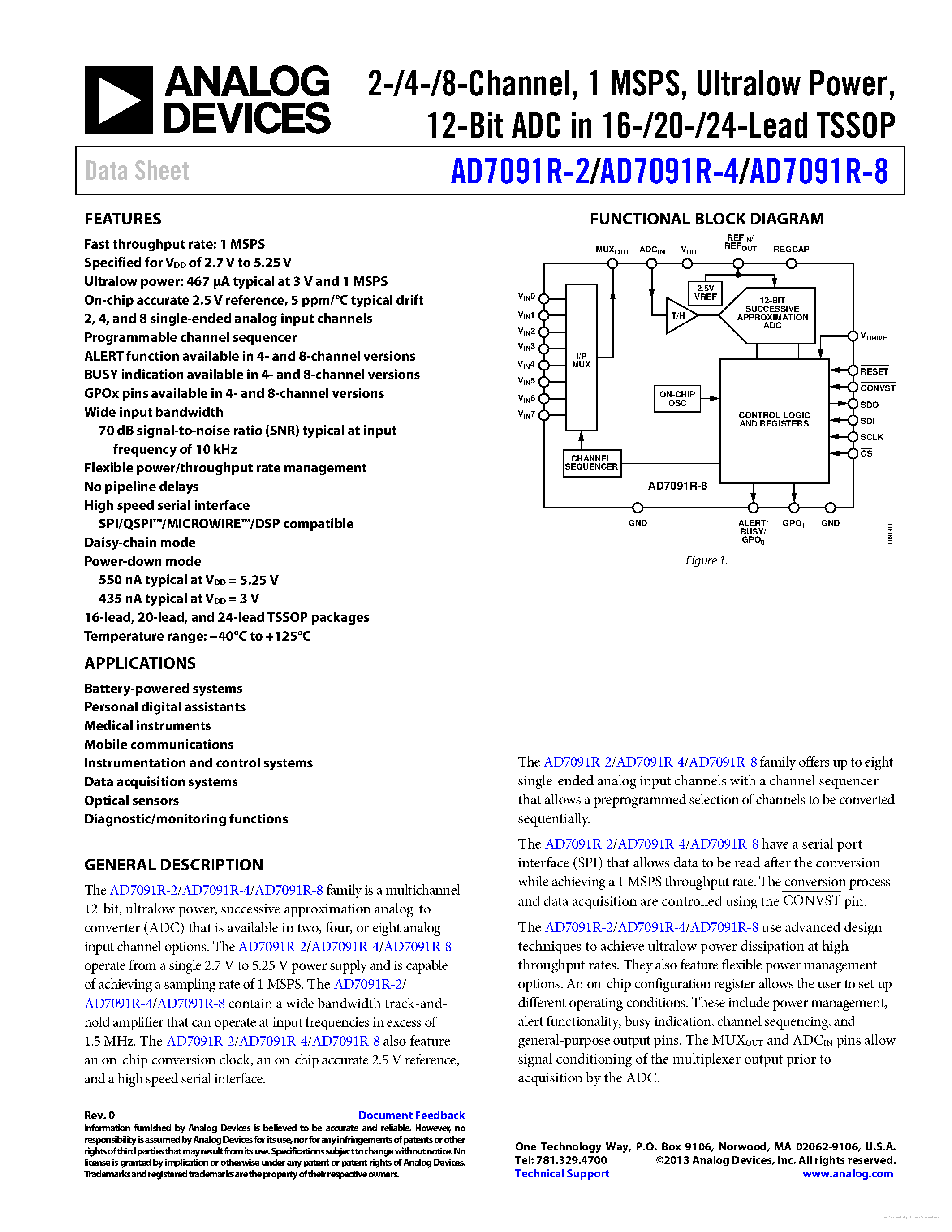 Datasheet AD7091R-2 - page 1