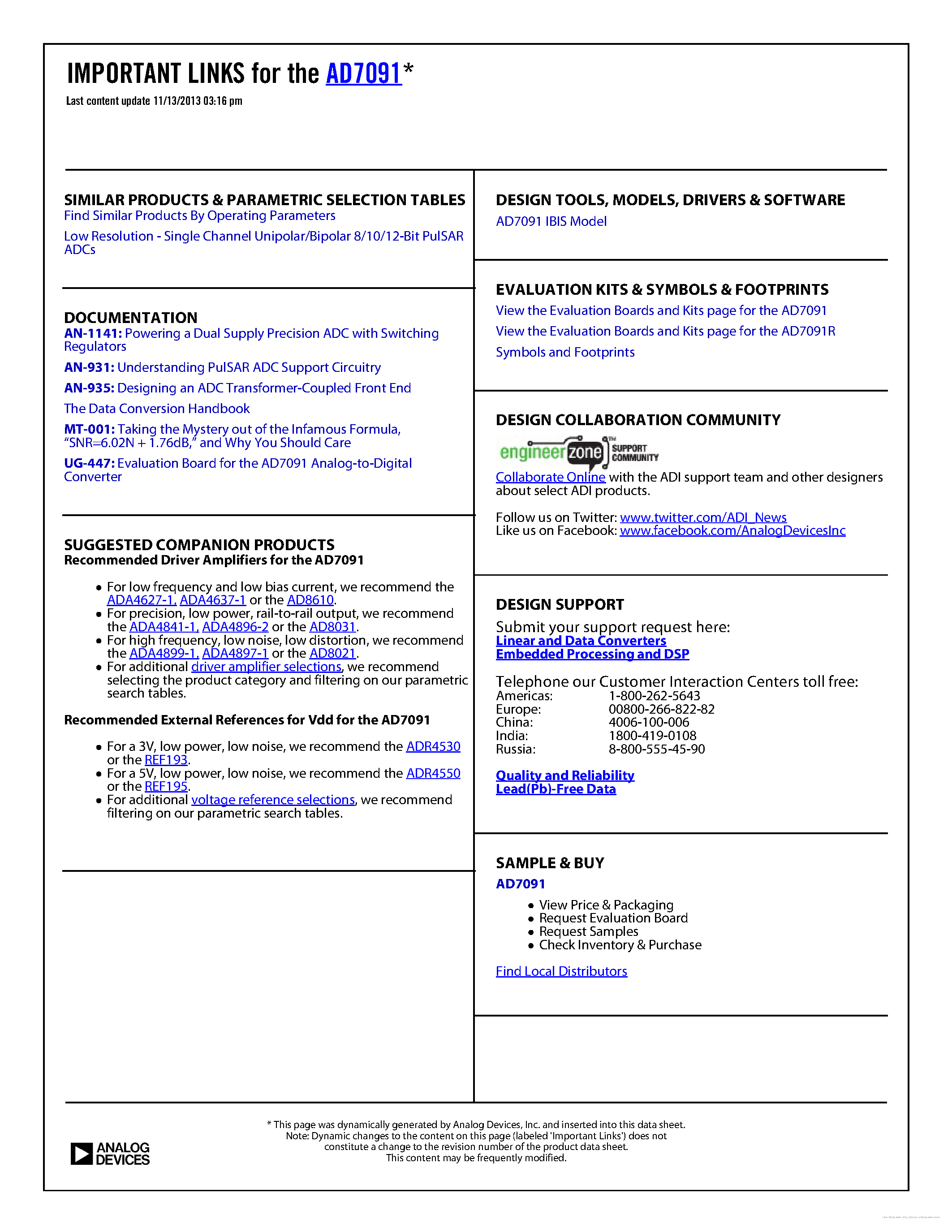 Datasheet AD7091 page 2 Datasheet AD7091 - page 2