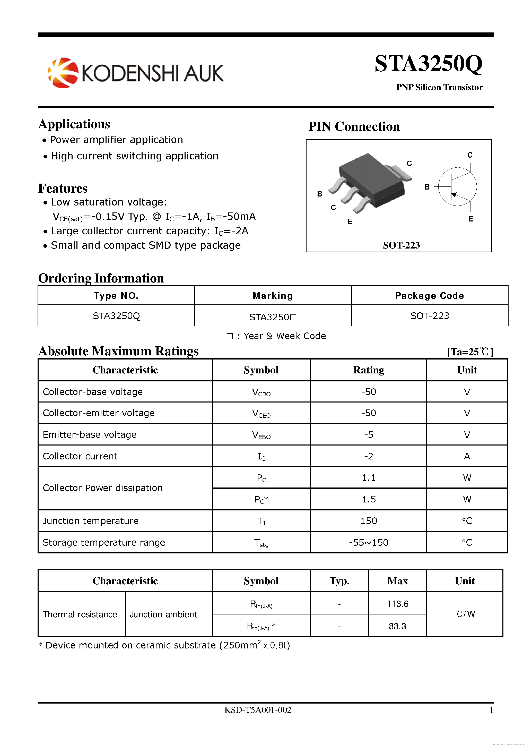 Datasheet STA3250Q page 1 Datasheet STA3250Q - page 1