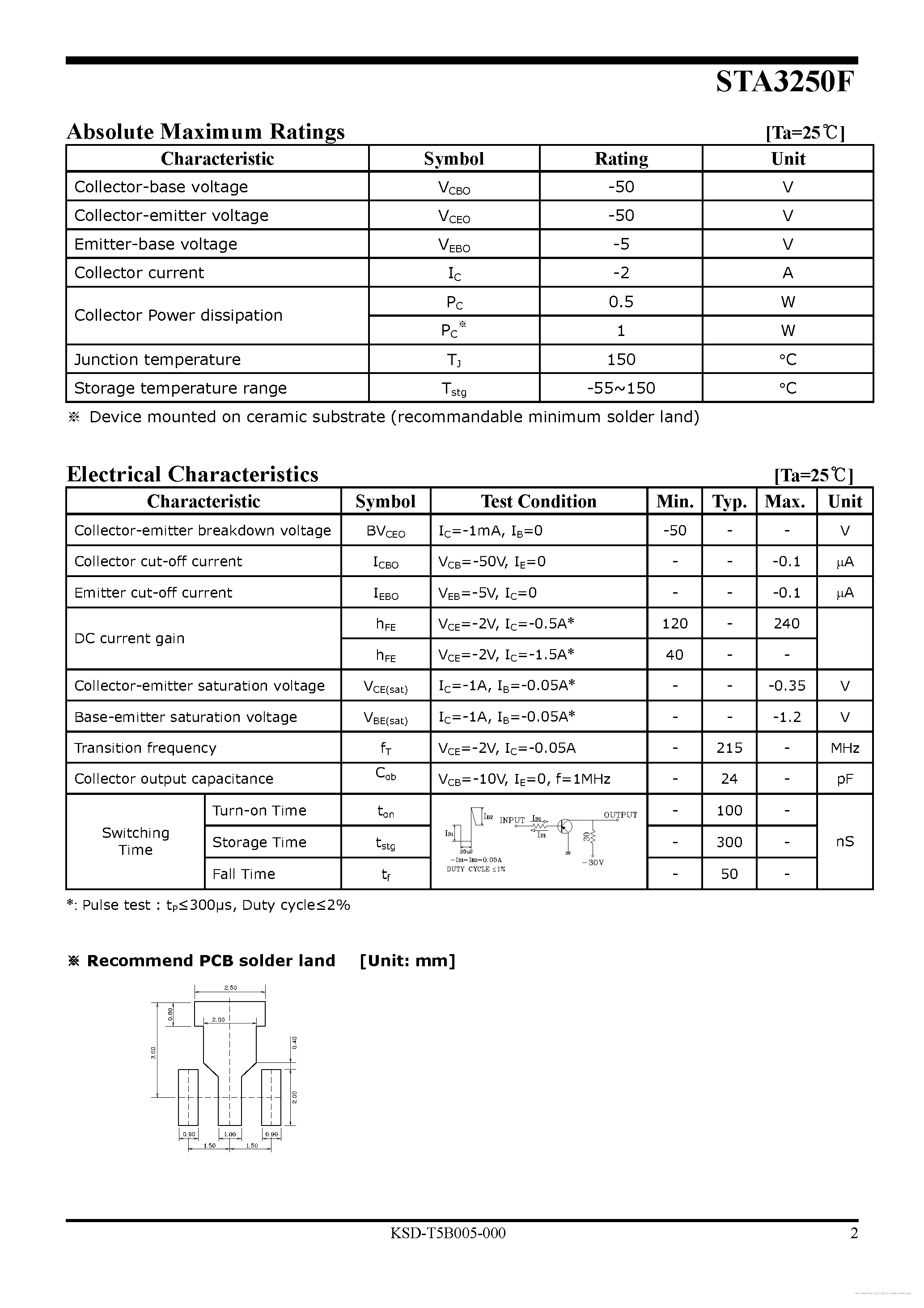 Datasheet STA3250F - page 2
