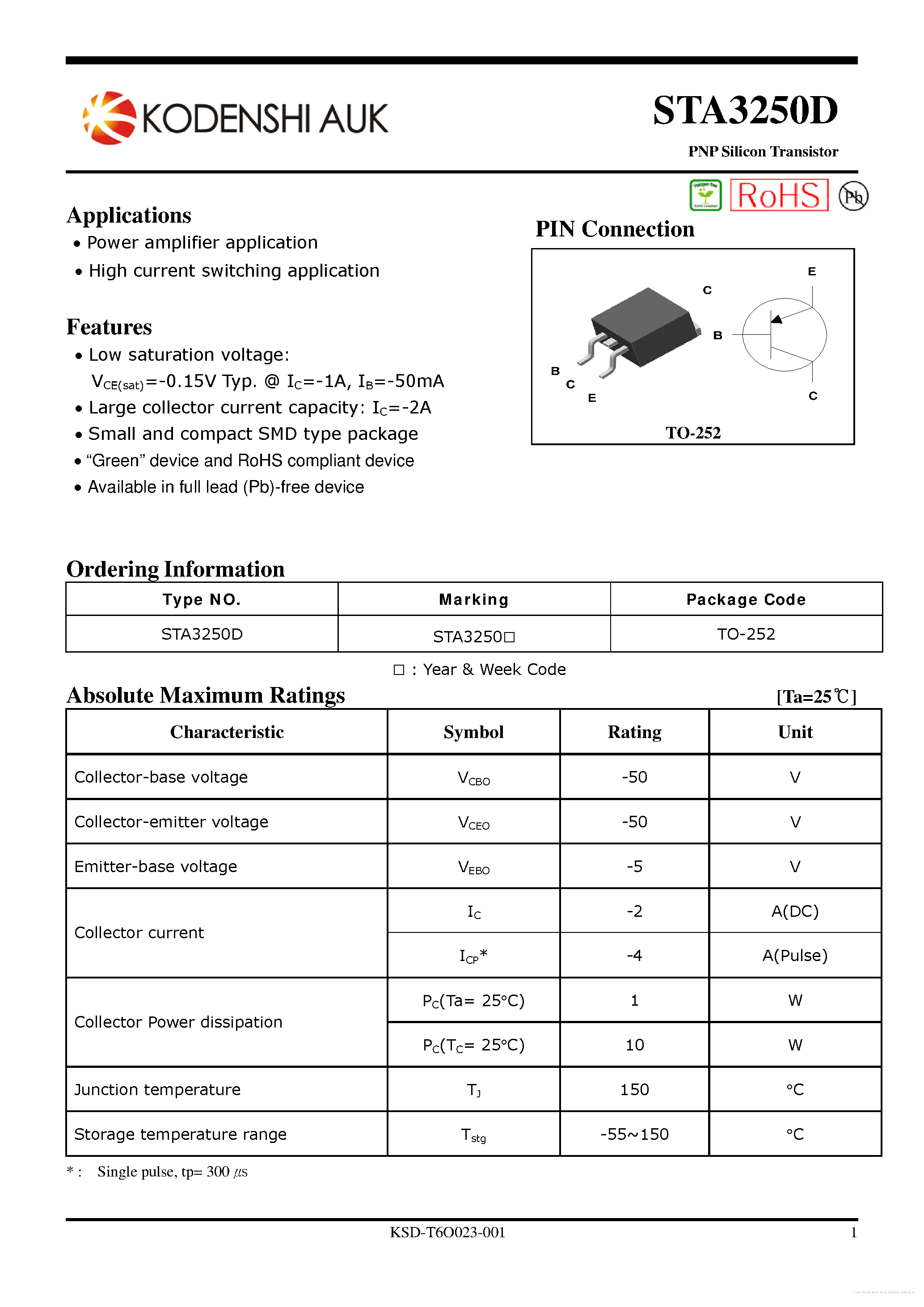 Datasheet STA3250D page 1 Datasheet STA3250D - page 1