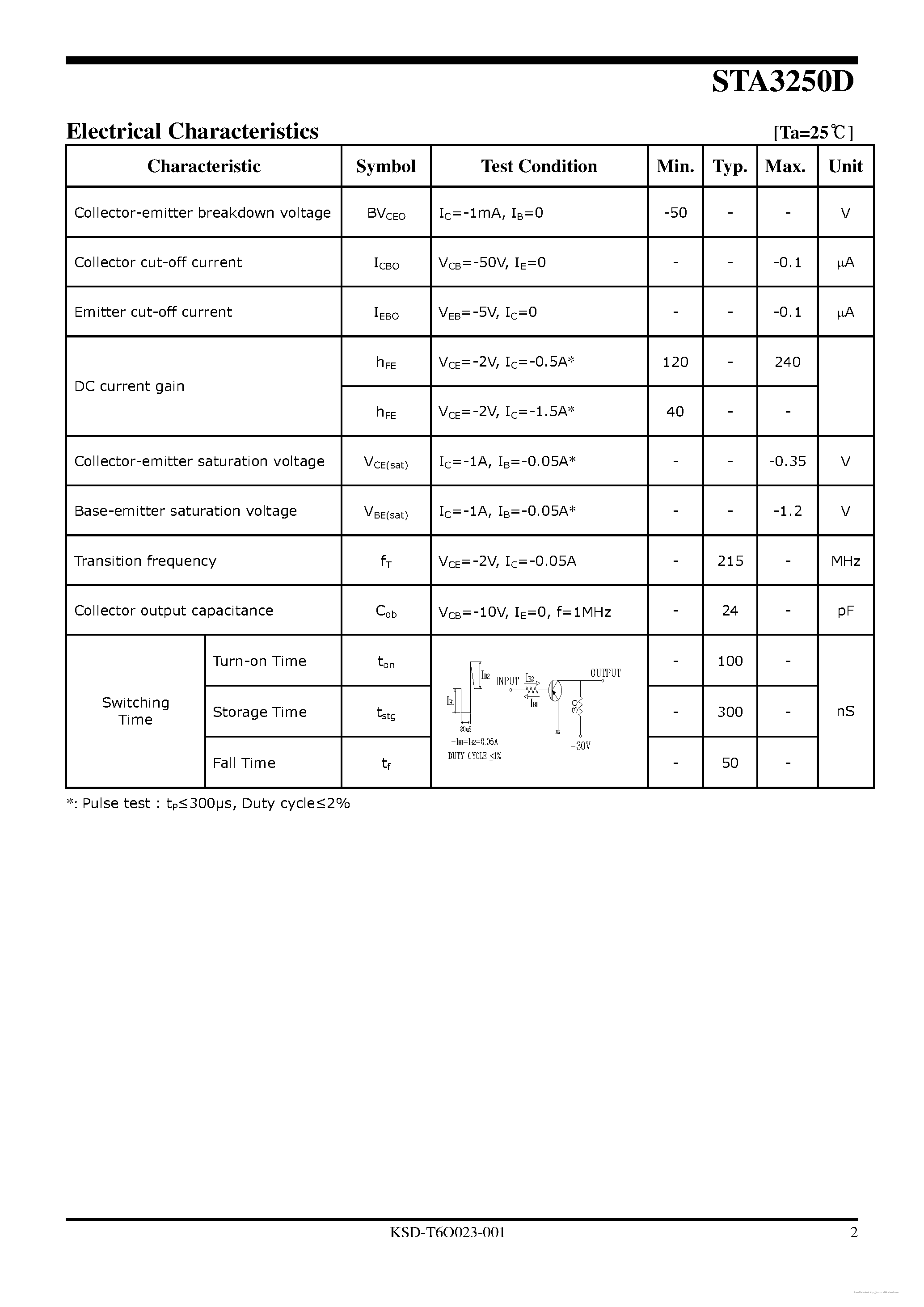 Datasheet STA3250D page 2 Datasheet STA3250D - page 2