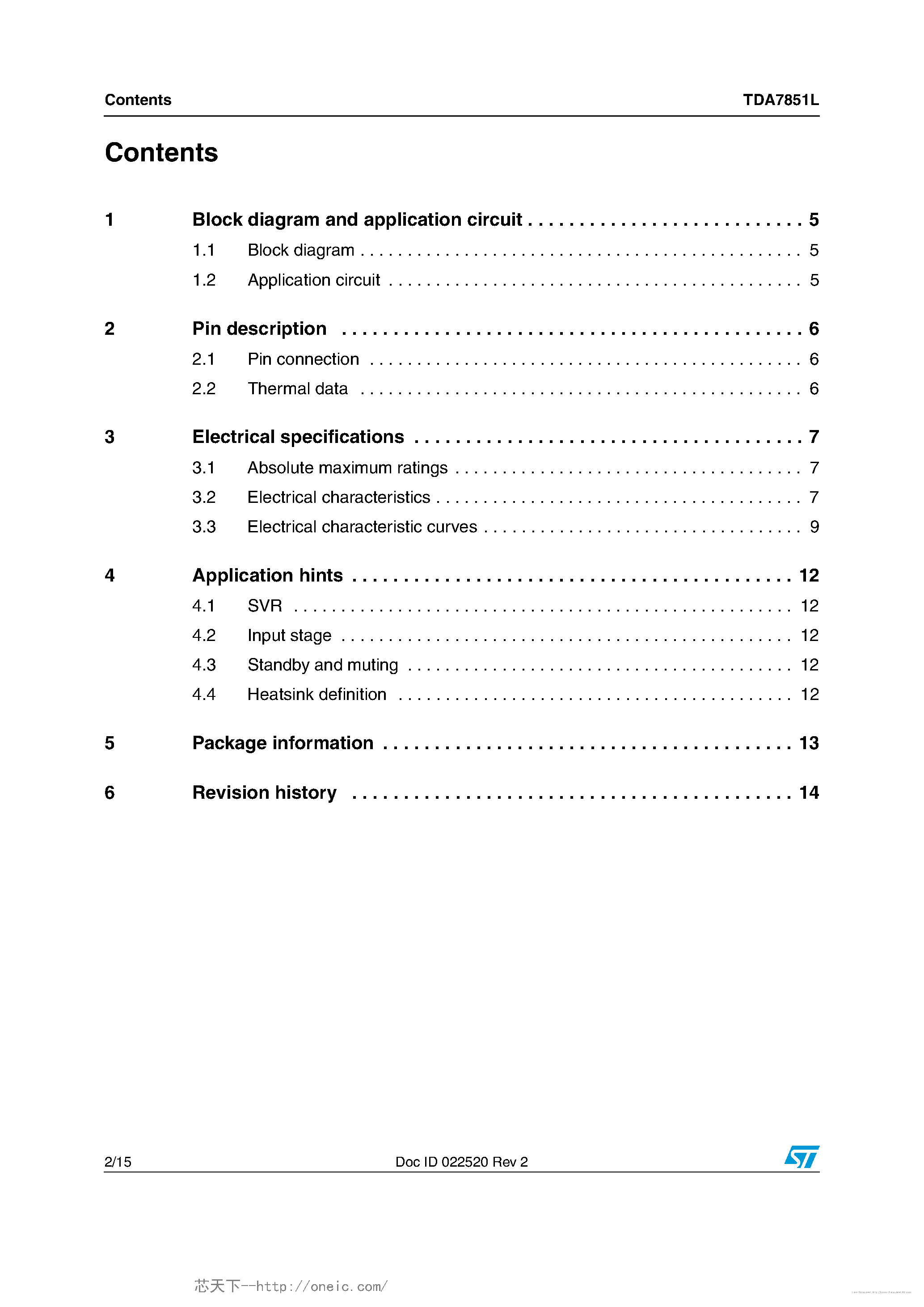 Даташит на микросхему TDA7851L страница 2 Даташит TDA7851L - страница 2