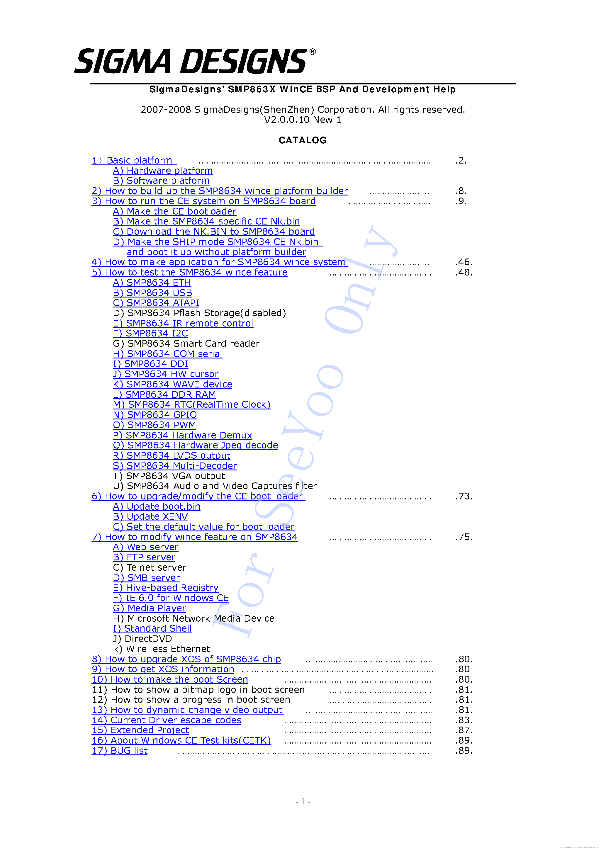 Даташит на микросхему SMP8634 страница 1 Даташит SMP8634 - страница 1