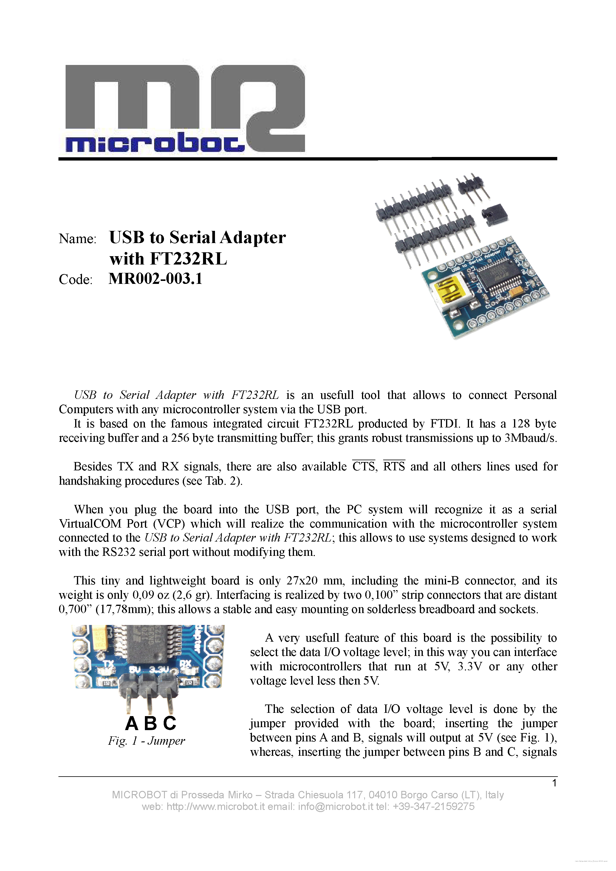 Даташит MR002-003.1 - страница 1